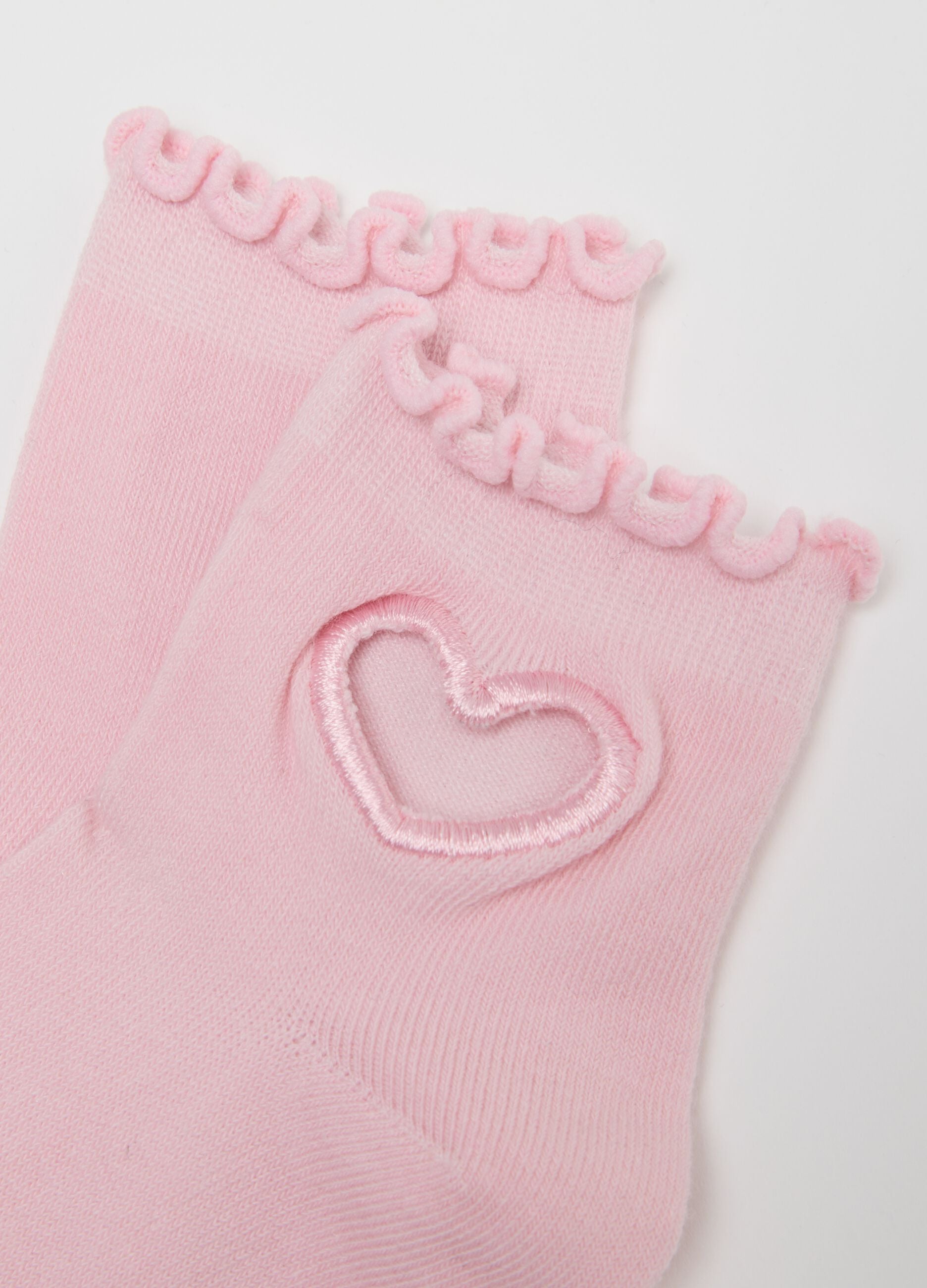 Two-pack of multicolour cotton-blend short socks for girls with heart design