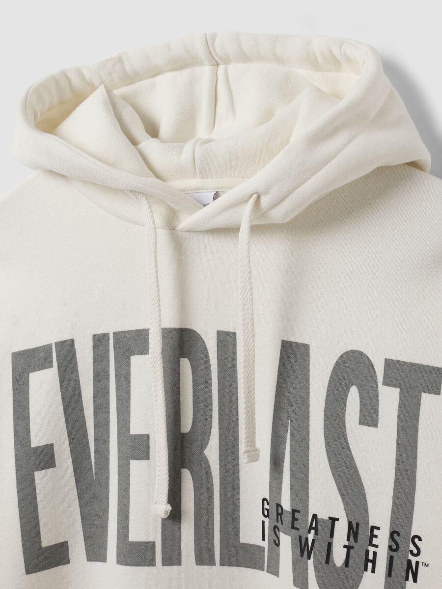 White cotton-blend hoodie with front print_5