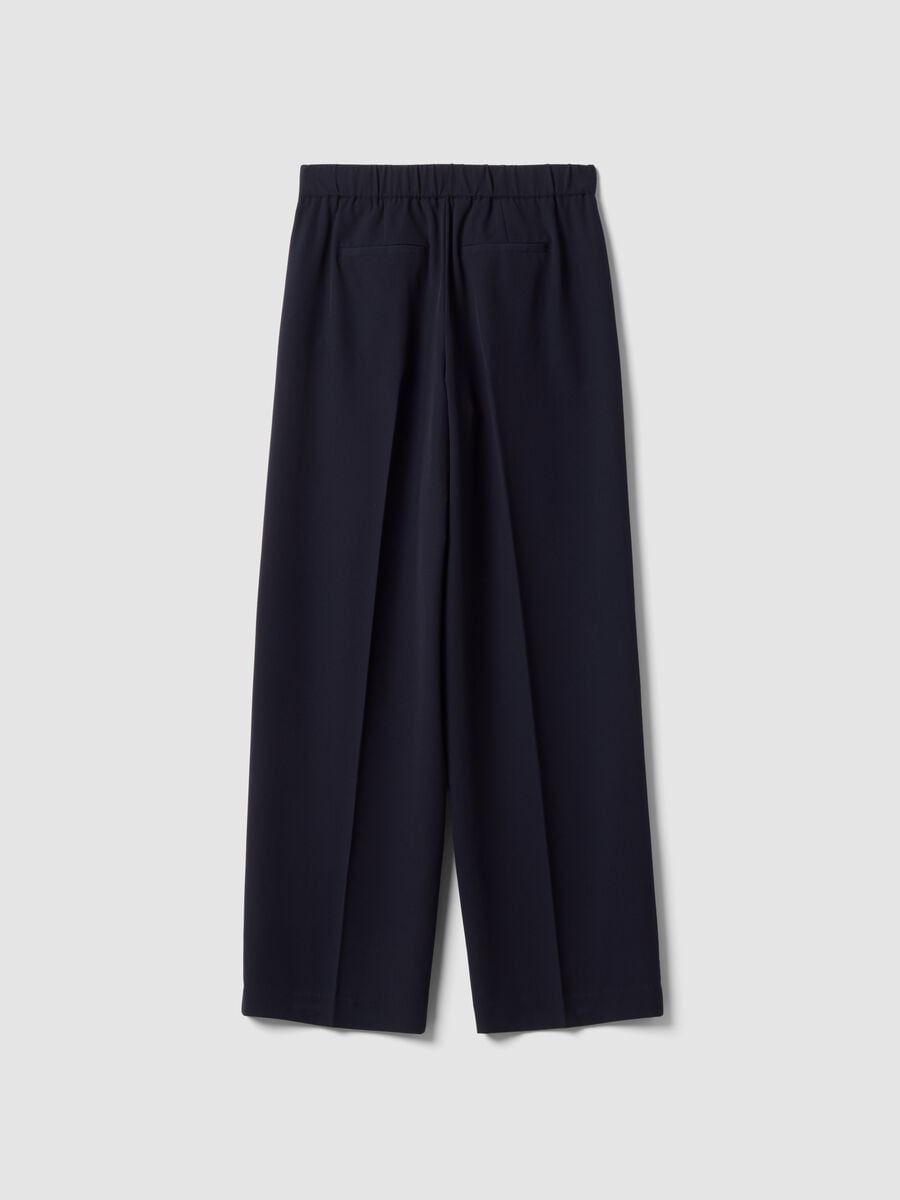 Navy stretch viscose formal trousers, regular fit_6