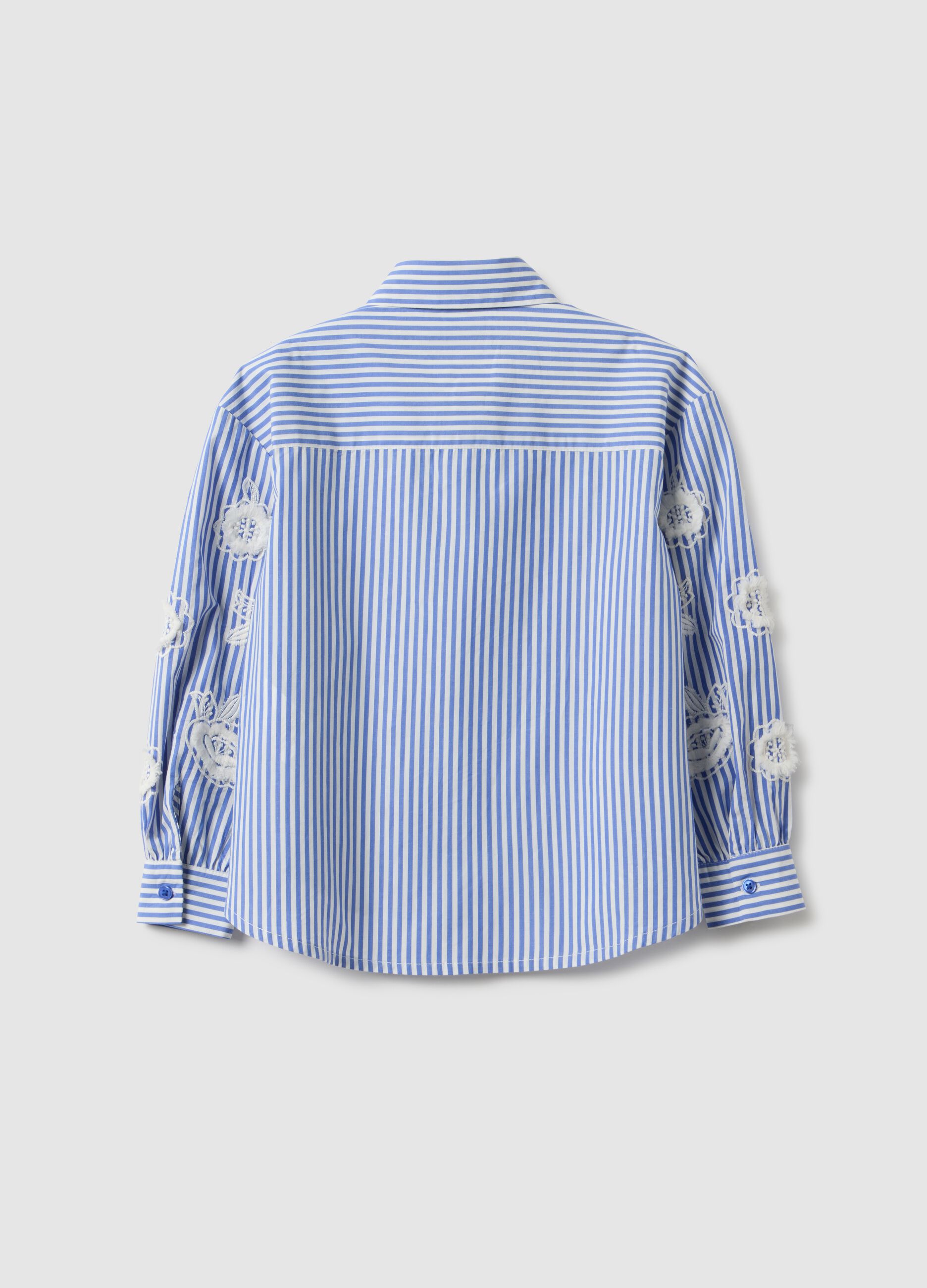 Girls' multicolour striped pure cotton shirt with embellishments