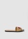 Beige flat sandals with braided embroidered strap_0