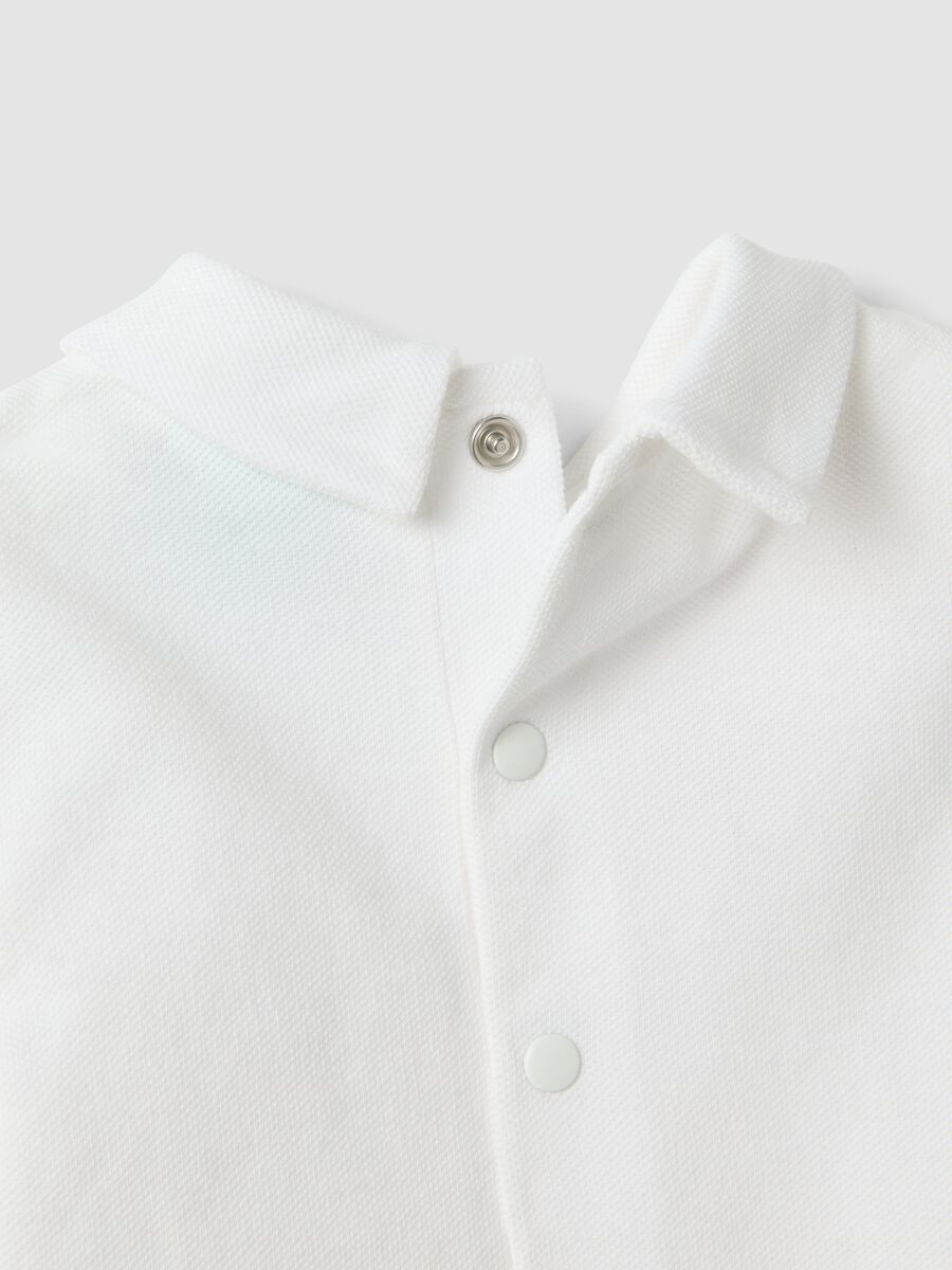 White pure organic cotton romper with collar for babies_3
