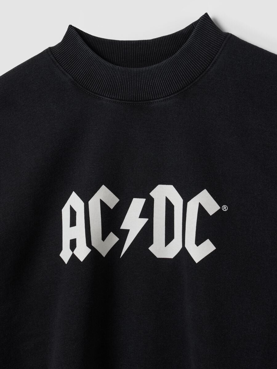 Black cotton-blend AC/DC printed sweatshirt_1
