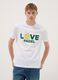 White pure cotton T-shirt with front print_0
