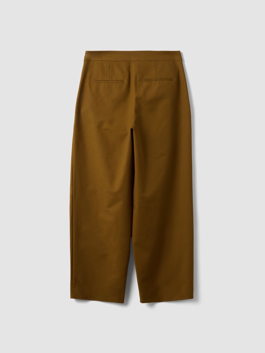 Brown stretch-cotton formal barrel-fit trousers_6