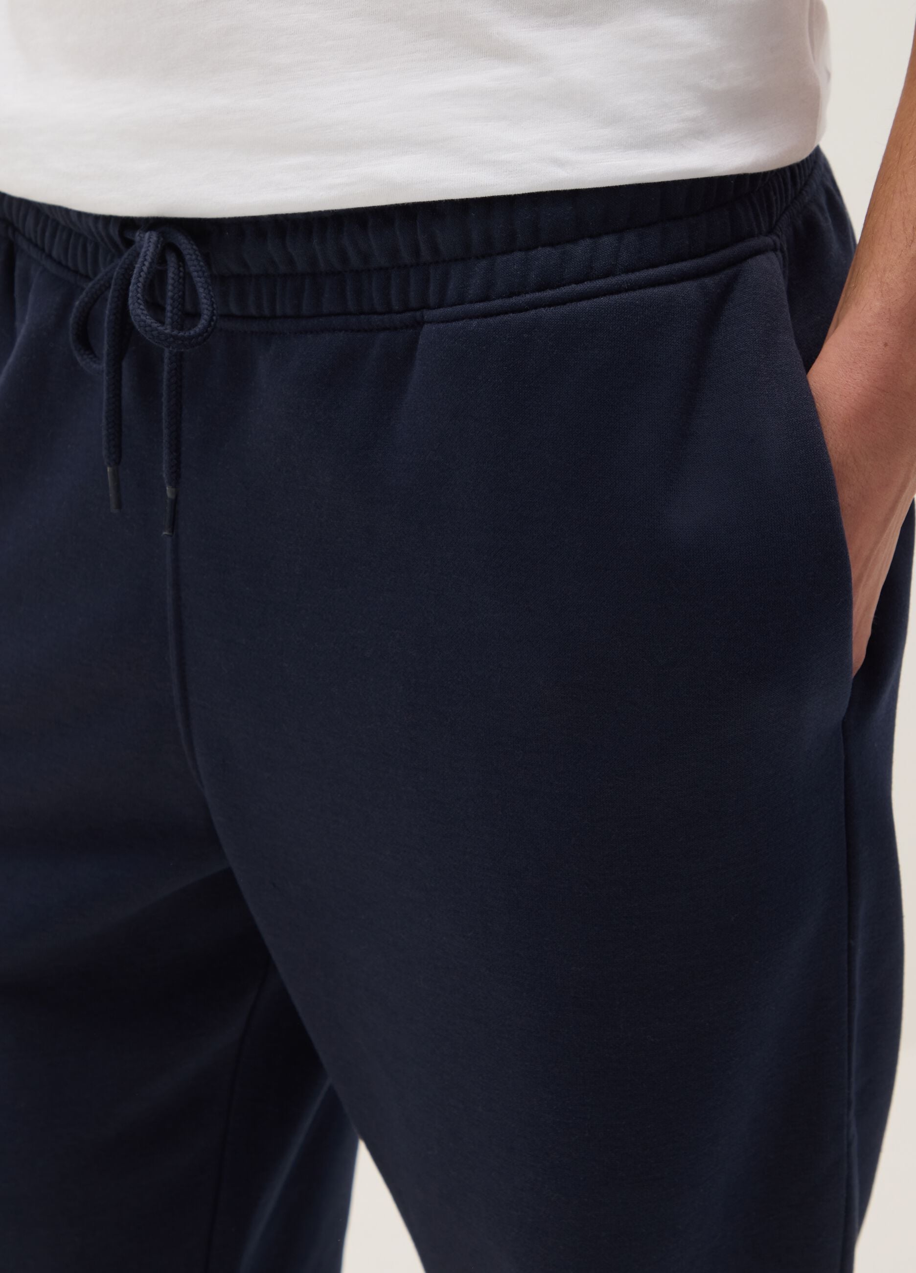 Blue cotton blend jogger trousers with regular fit