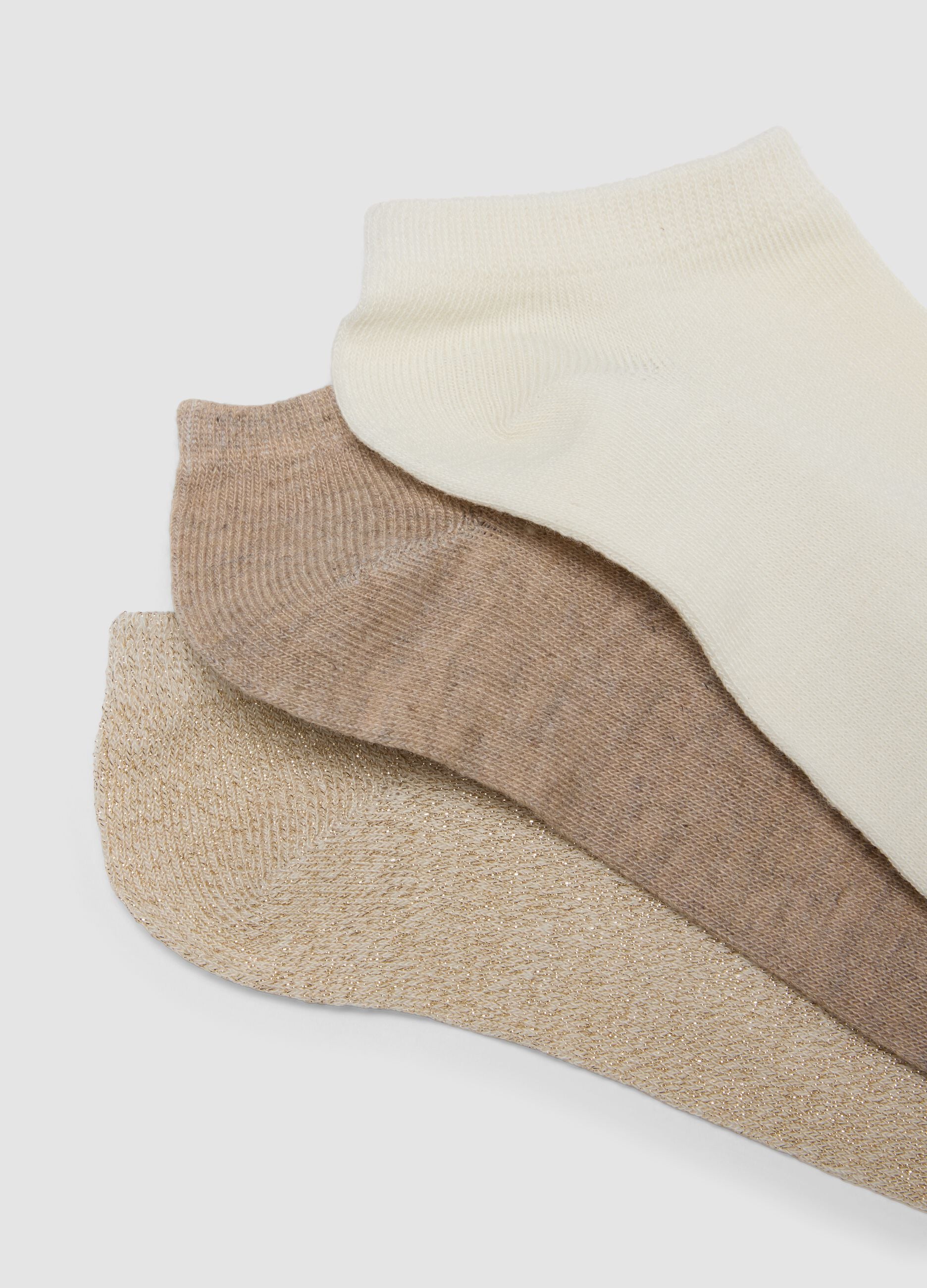 Multipack of seven beige no-show socks in stretchy fabric