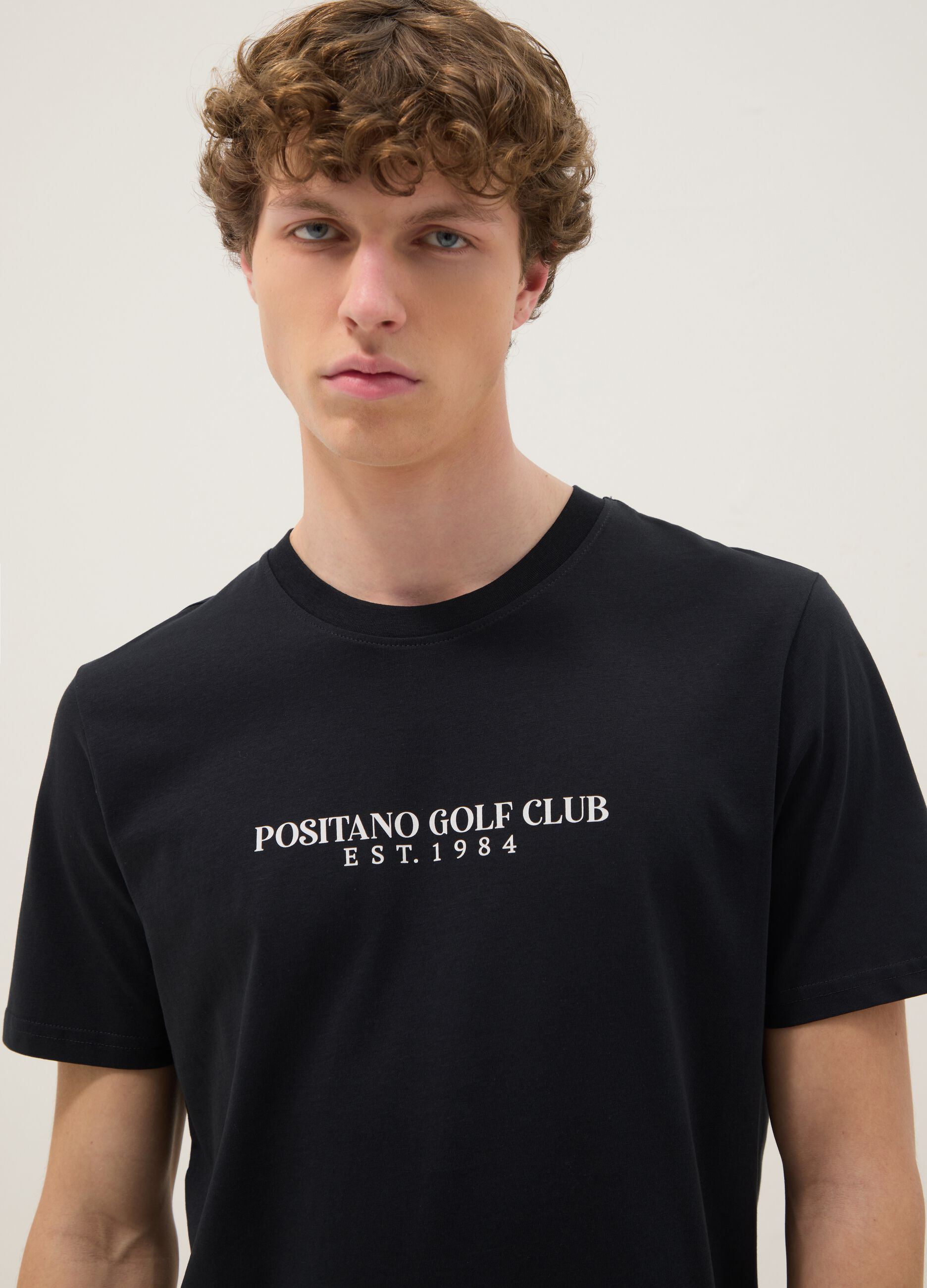 Black slogan T-shirt in pure cotton, regular fit