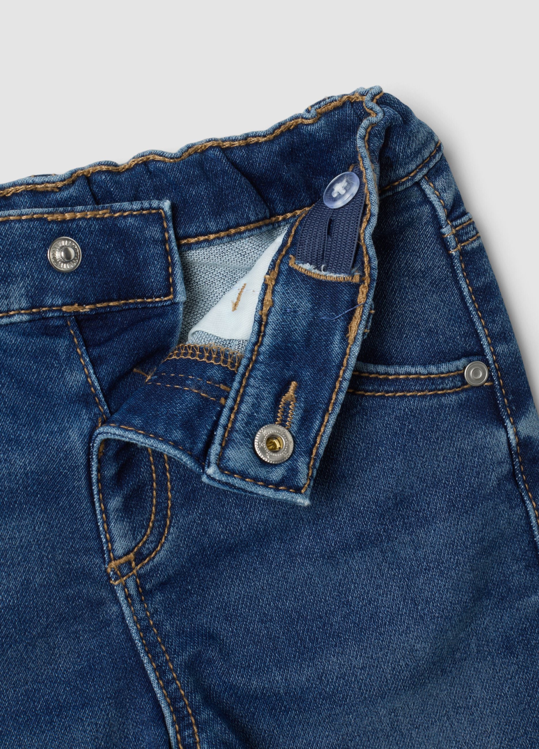 Dark blue stretch-cotton denim jeans, regular fit for baby boy