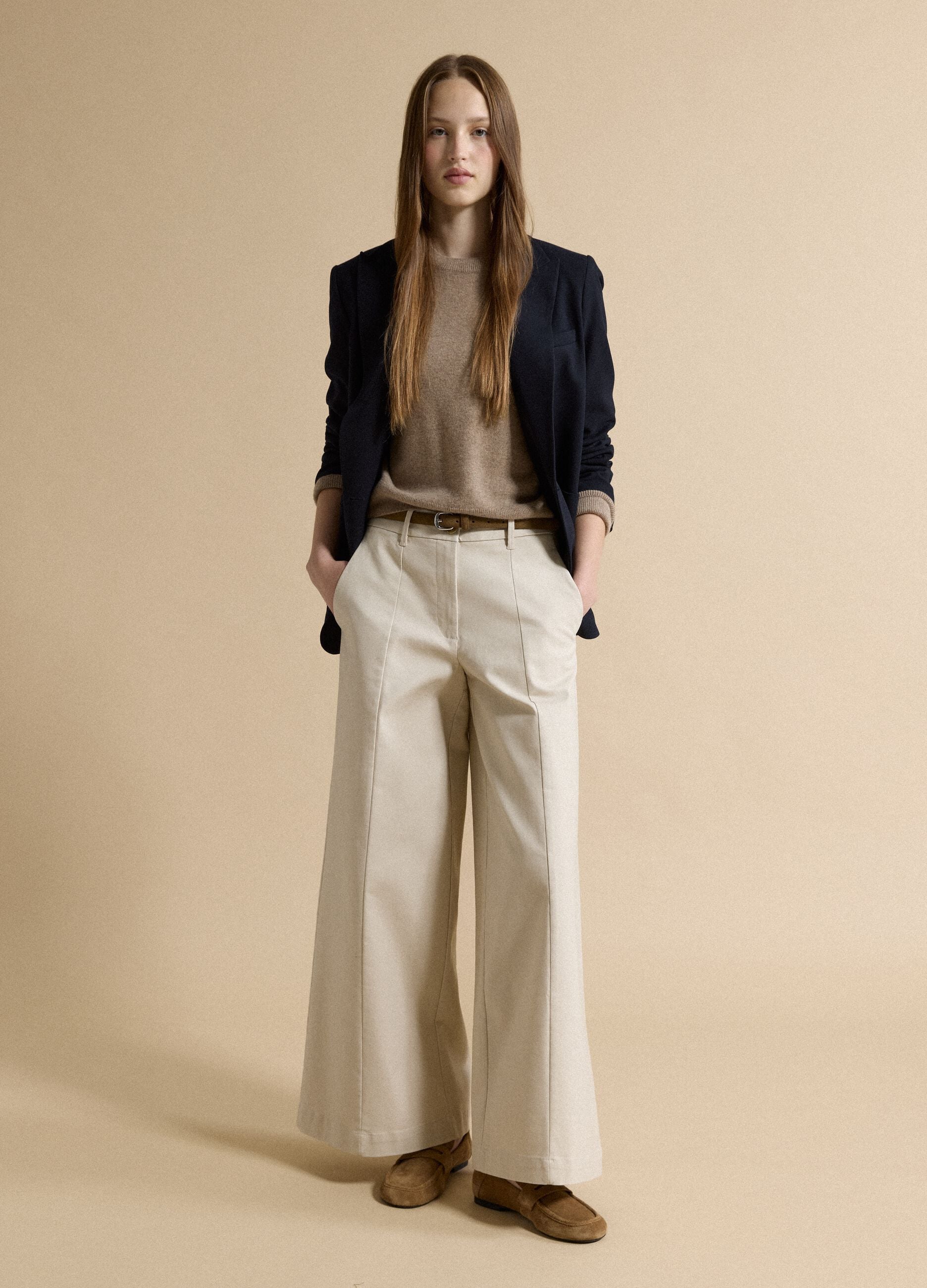 Blue stretch-viscose double-breasted blazer, regular fit