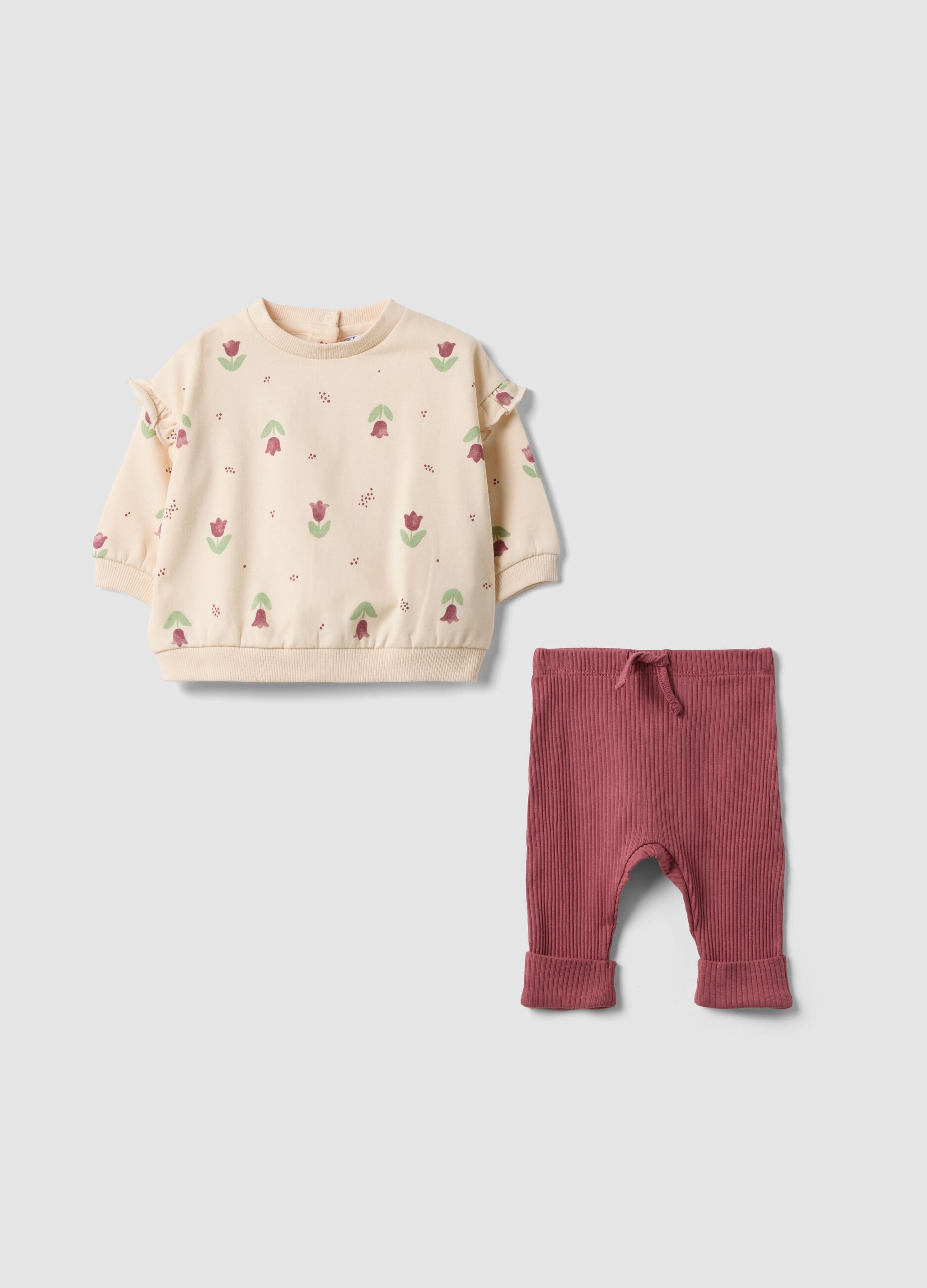 Multicolour organic cotton tulip-print set for baby girl