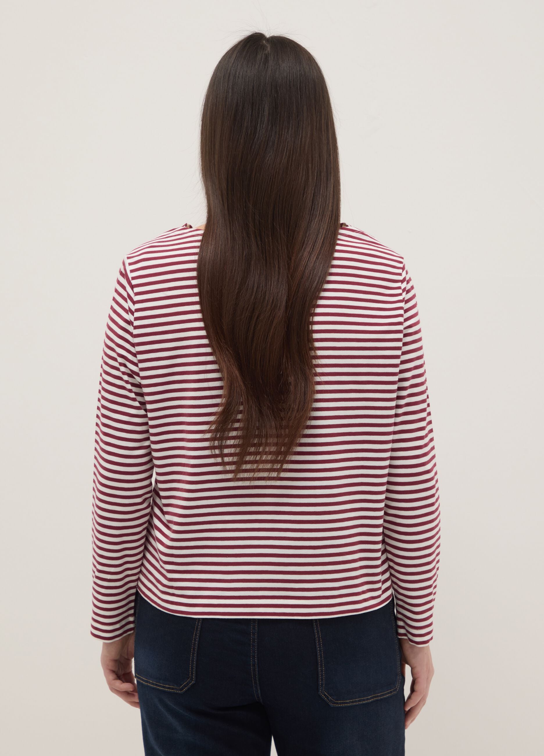 Multicolour striped regular fit stretch cotton top
