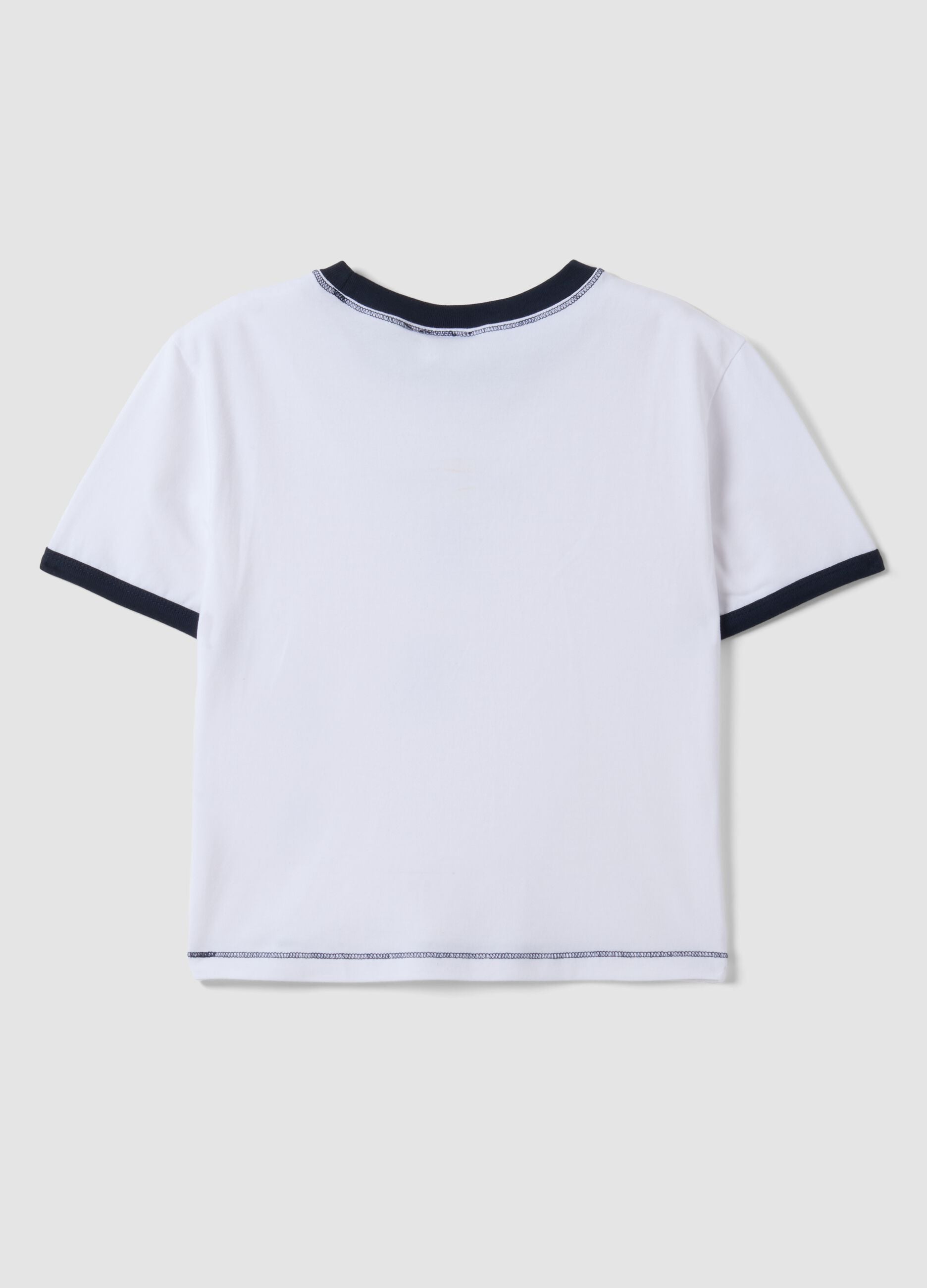 White stretch cotton T-shirt with Stitch print, regular fit