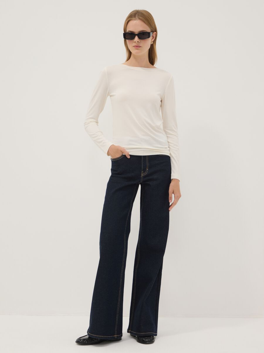 White stretch viscose slim-fit T-shirt_2