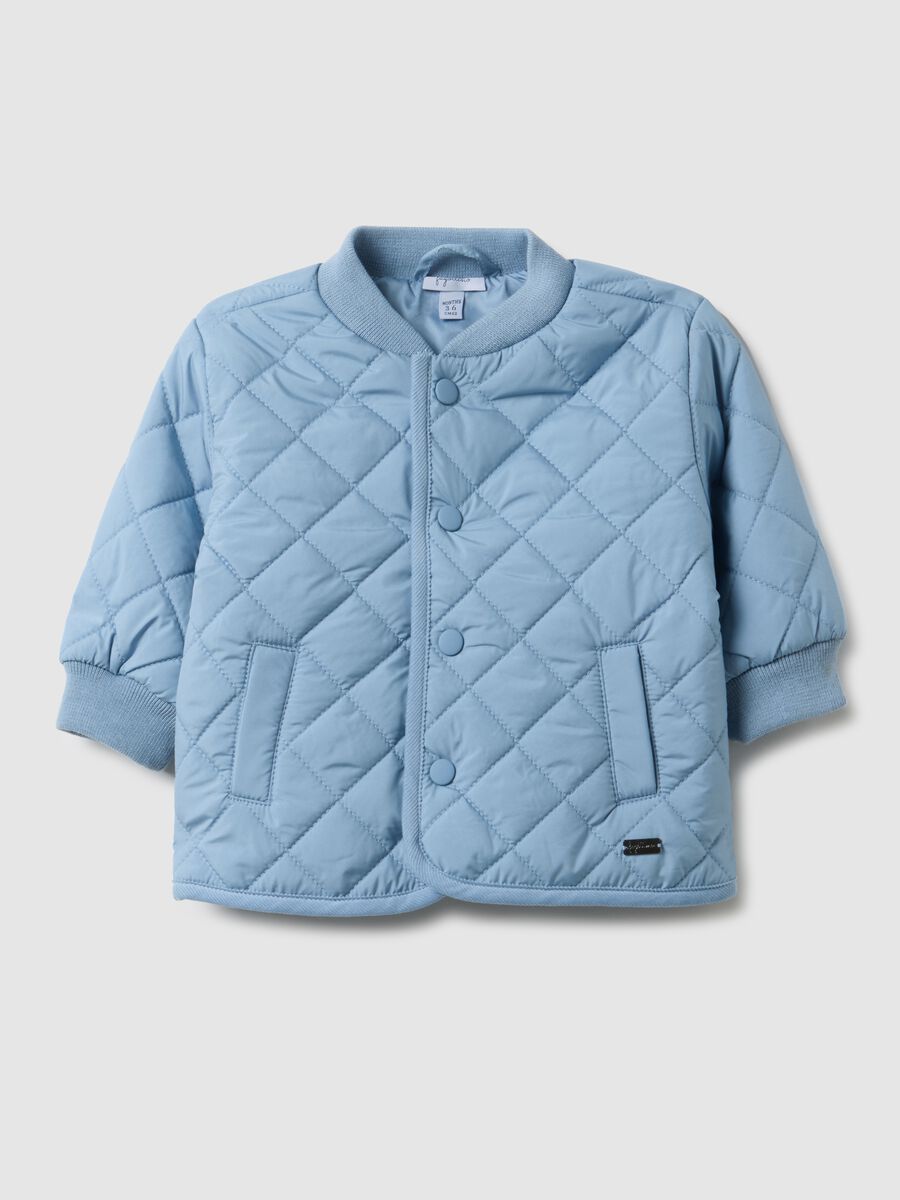 Regular fit blue quilted baby jacket_0