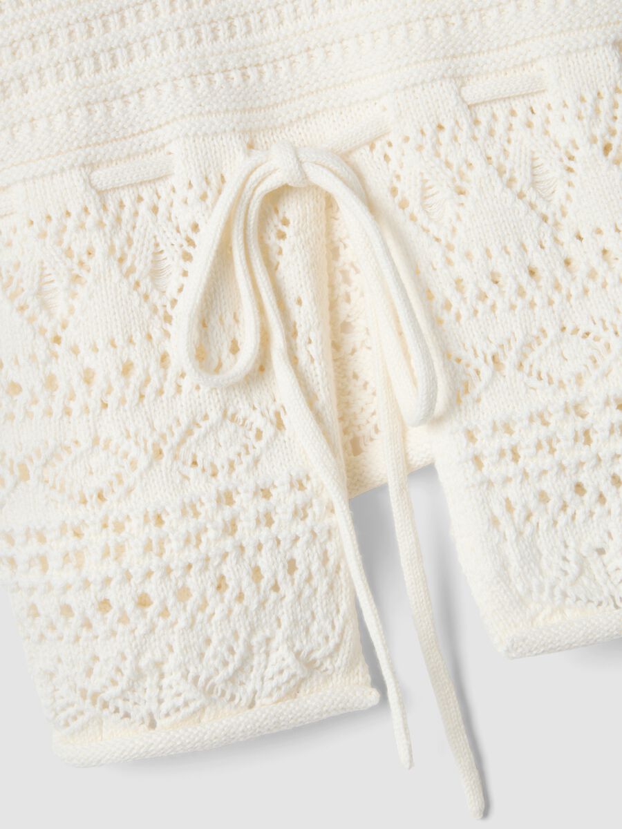 Top in crochet di puro cotone bianco regular fit_5