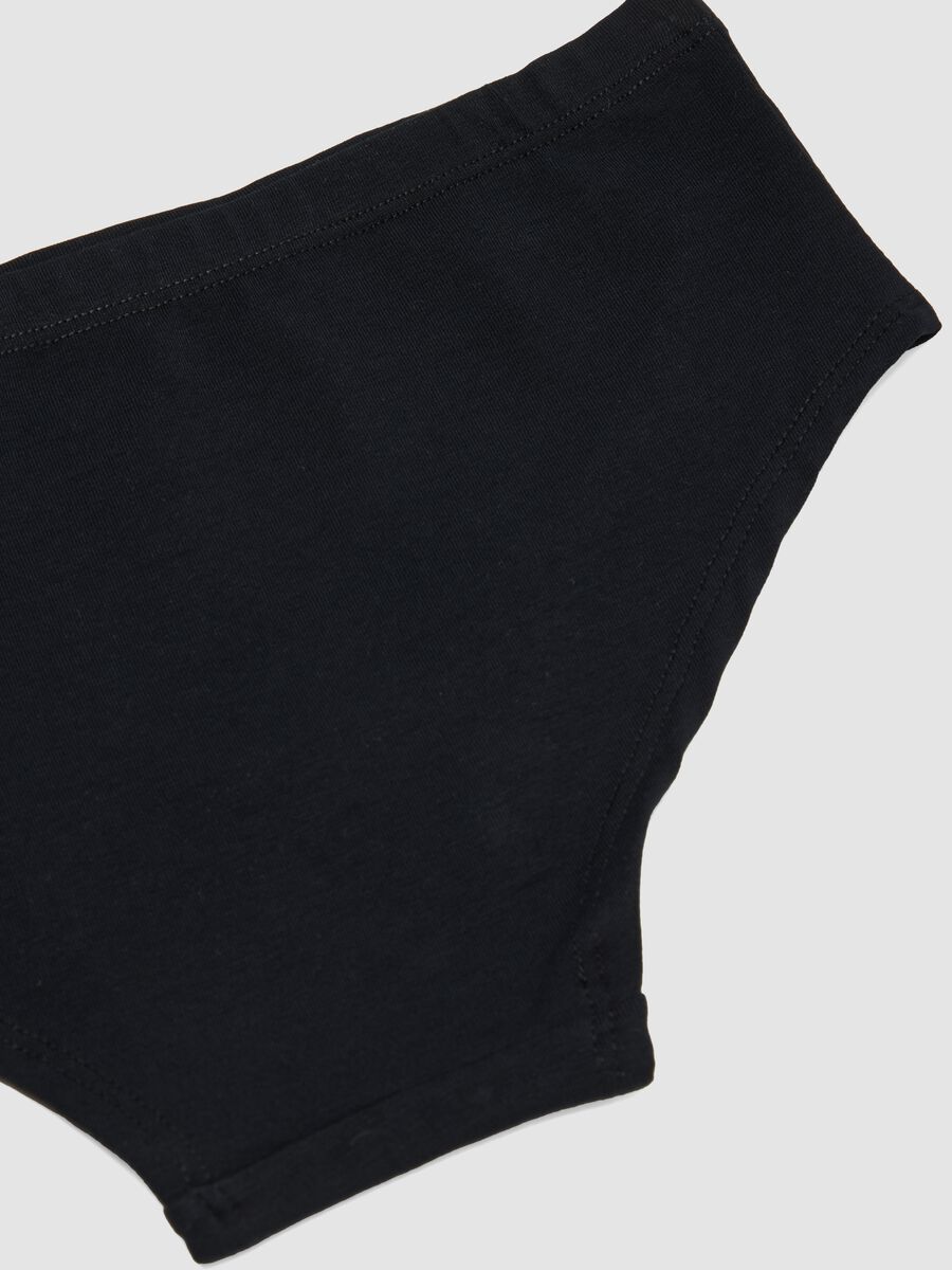 Girls&rsquo; black organic stretch cotton culotte briefs with star detail_3