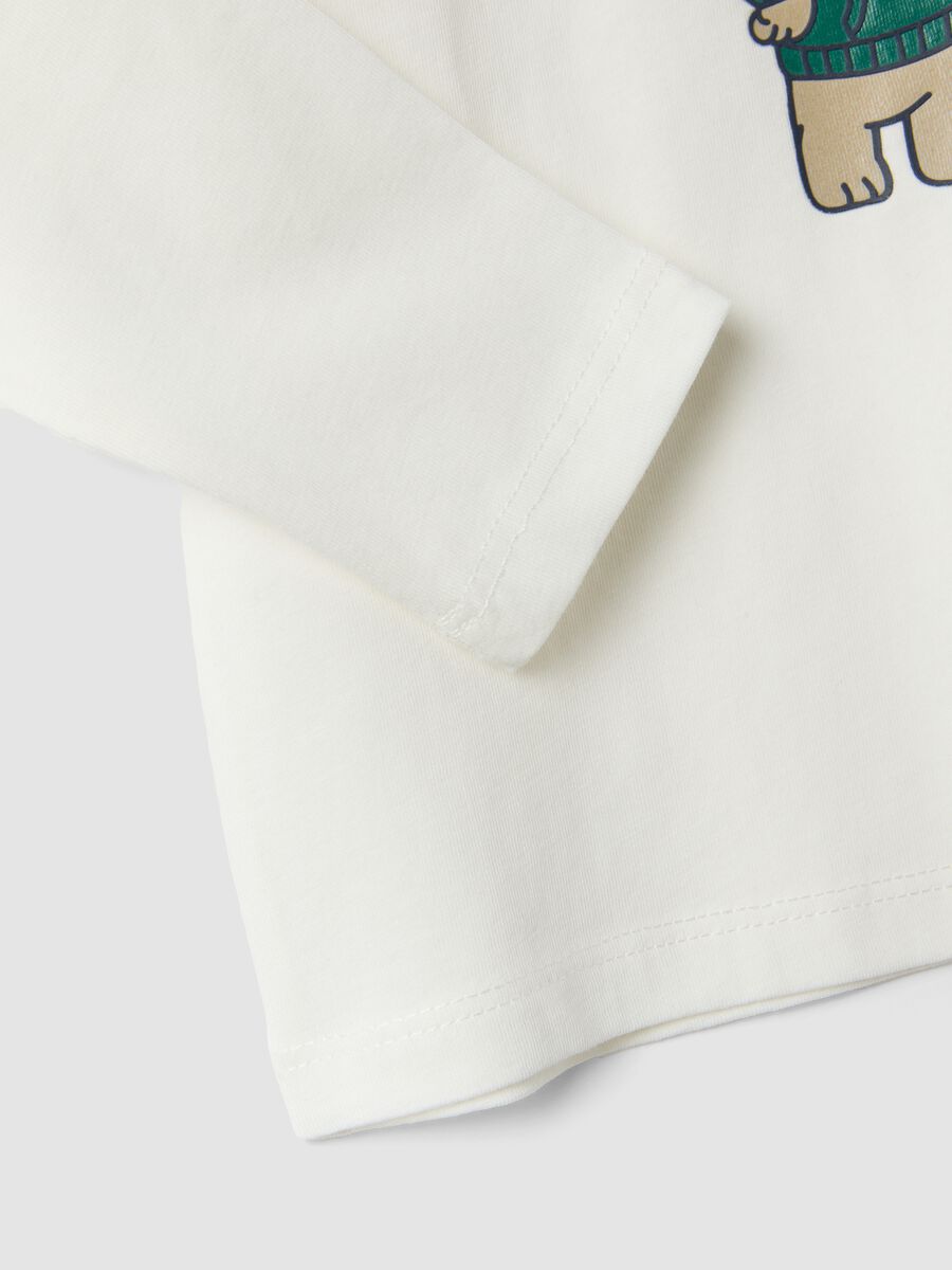 White organic cotton T-shirt with puppy print for baby boy_3
