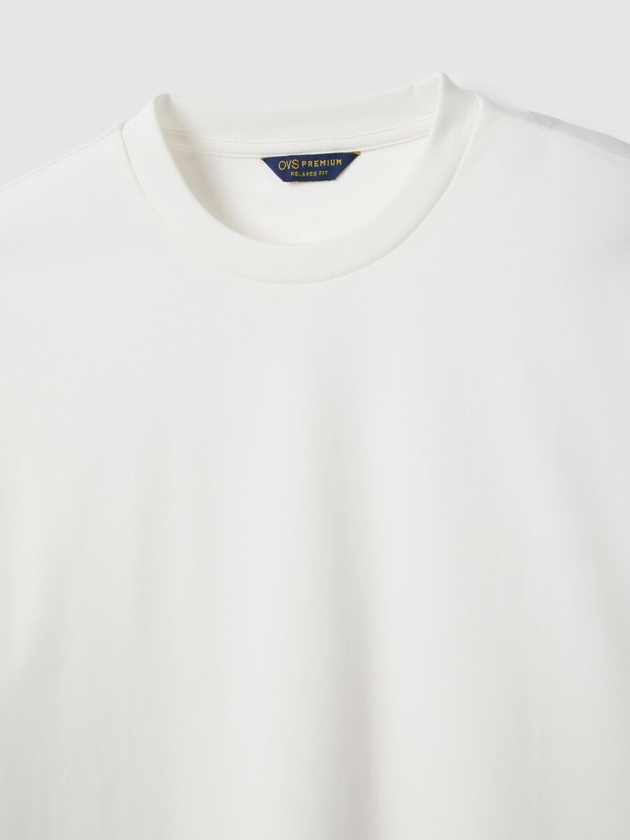 White crew neck pure cotton T-shirt regular fit_5