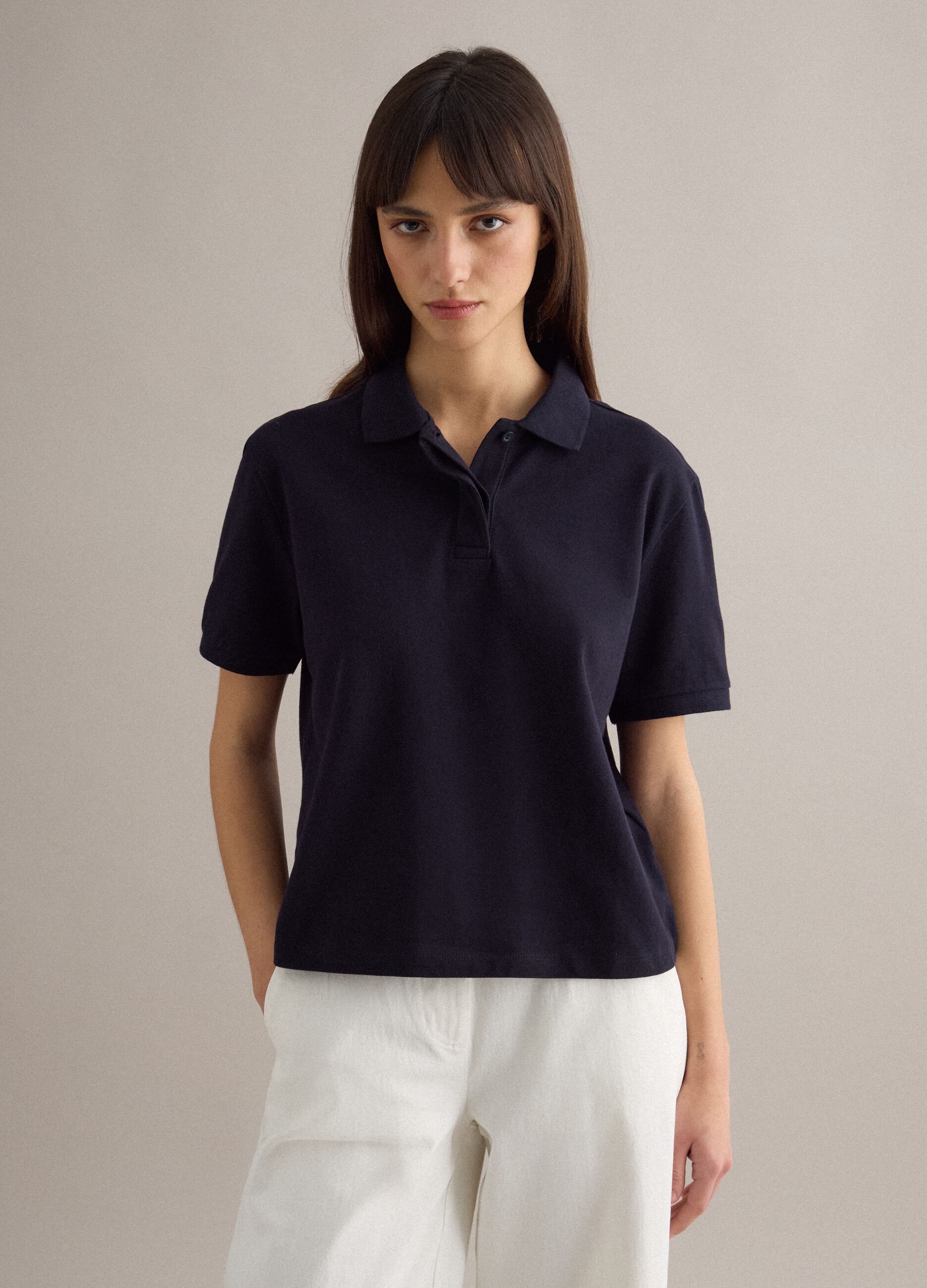 Black pure cotton polo regular fit