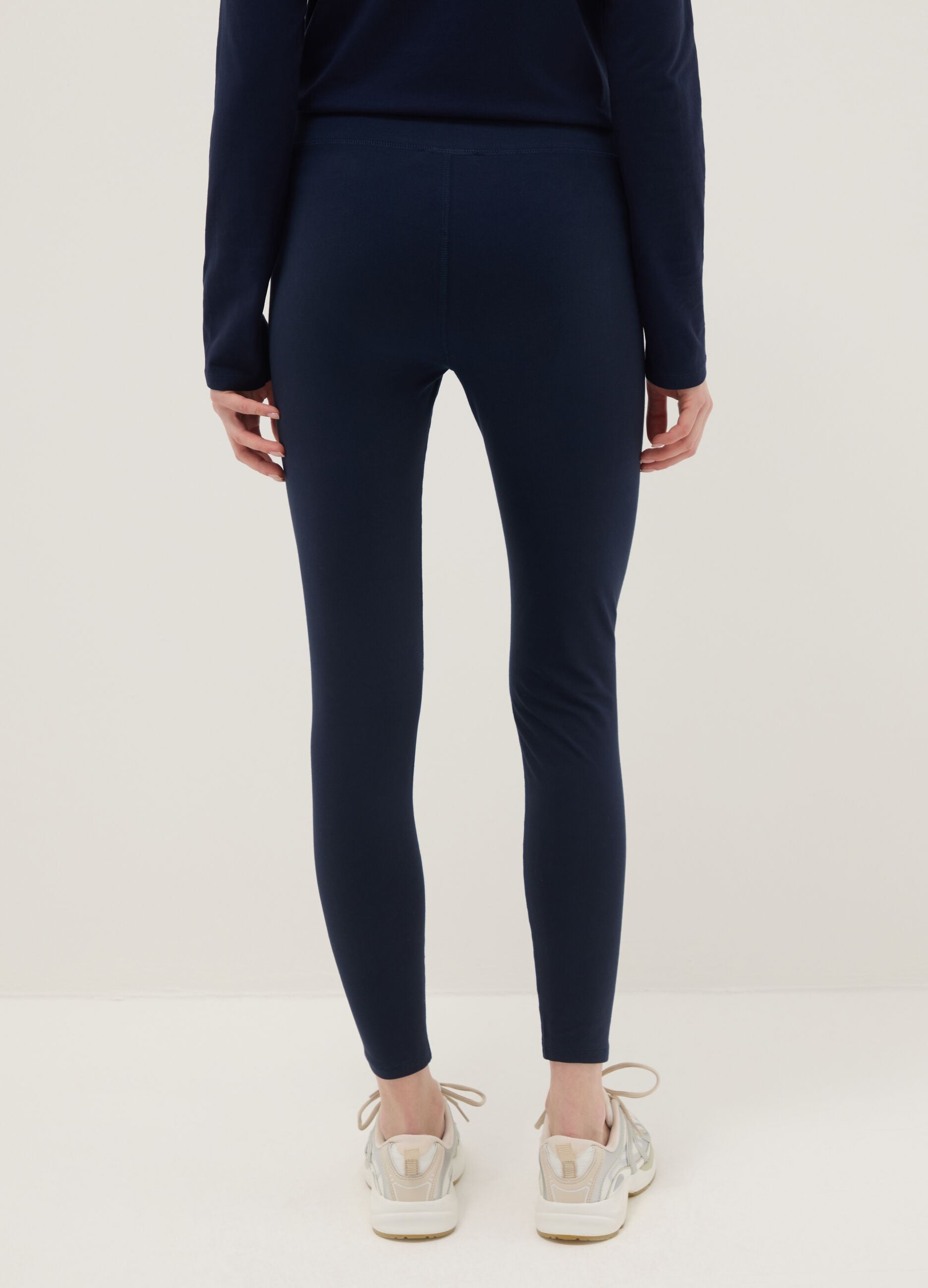 Blue Slim Fit Stretch Cotton Leggings