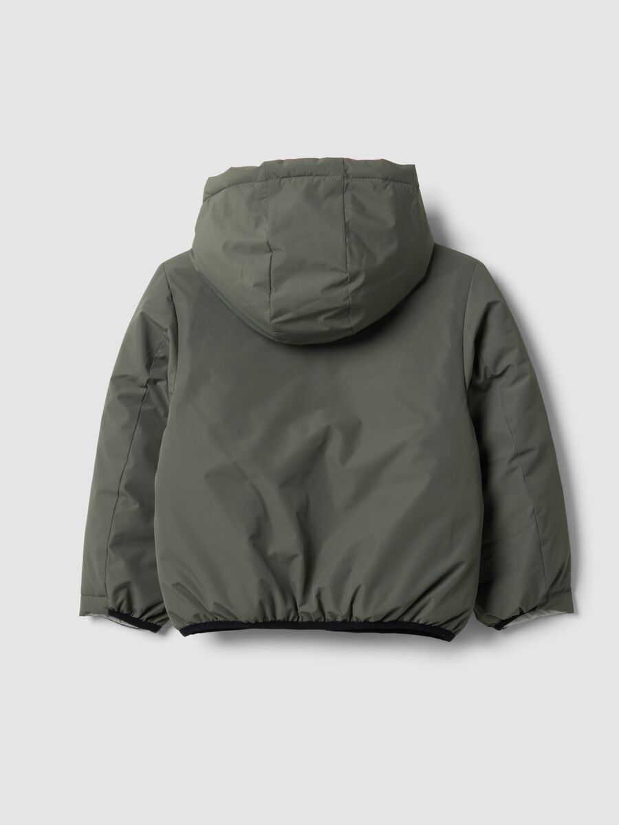 Grey reversible ultralight hooded zip jacket for boys_3