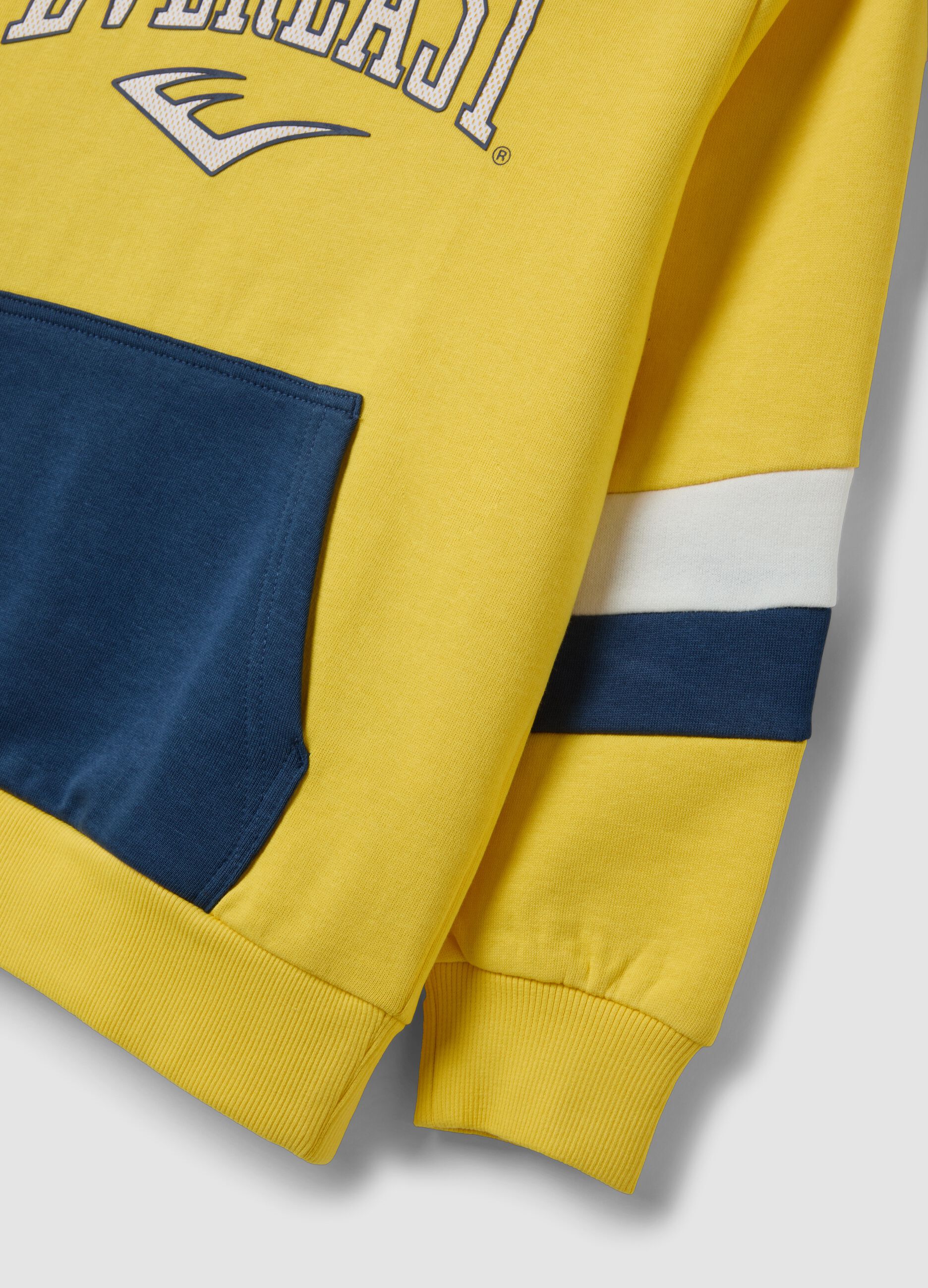 Yellow regular-fit cotton hoodie with logo for boys