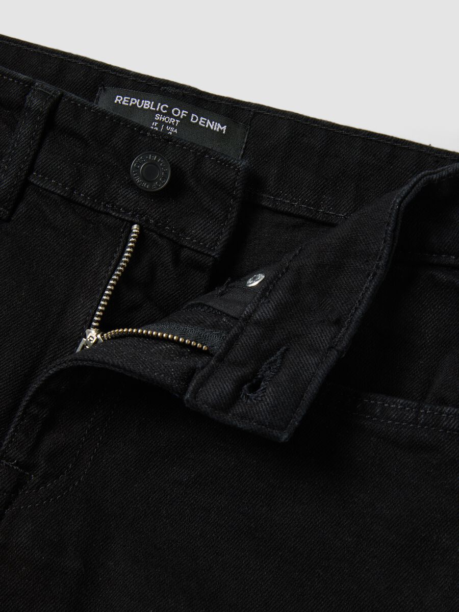 Black stretch cotton denim shorts_5