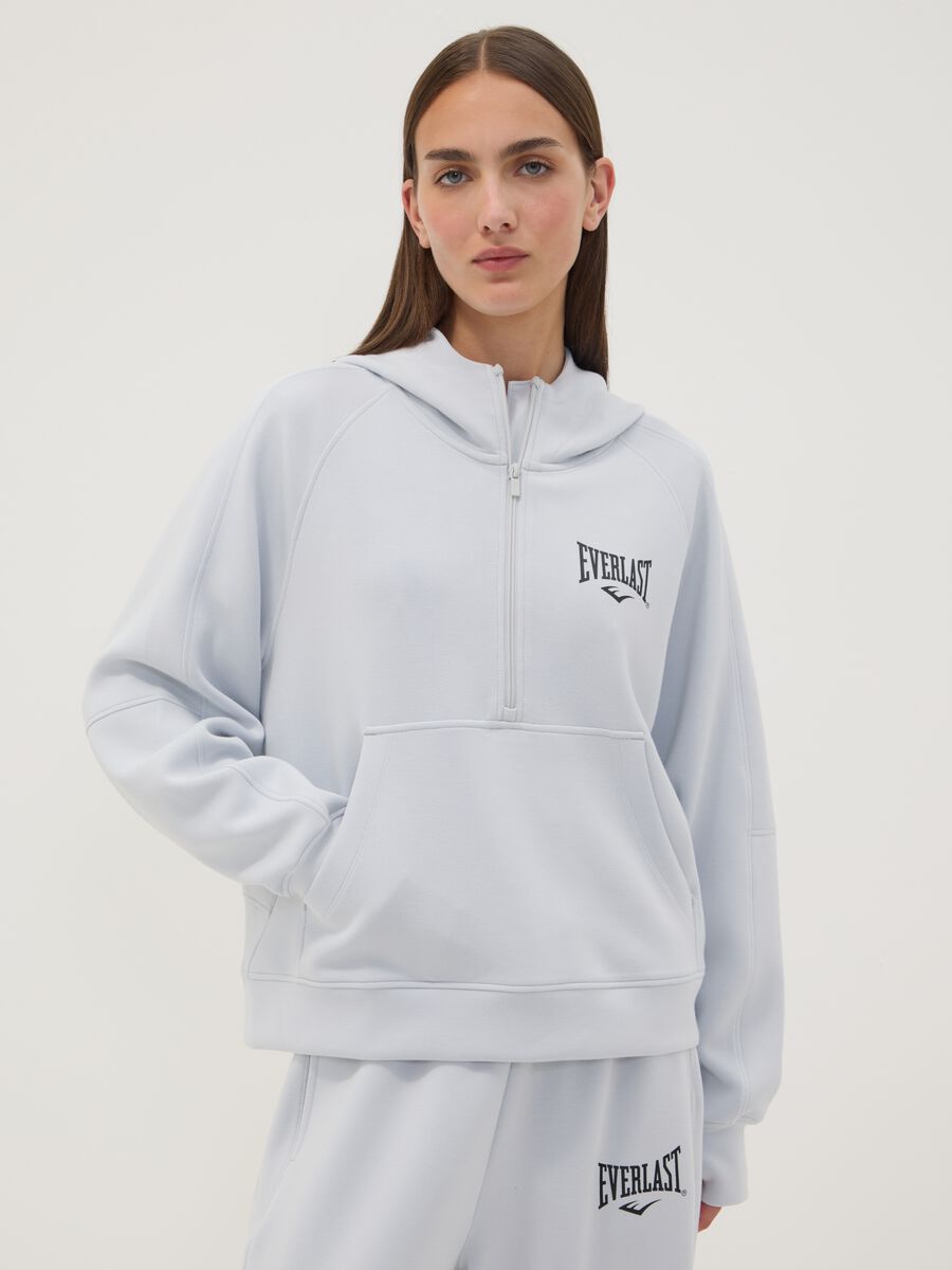 Grey stretch viscose jersey hoodie_0