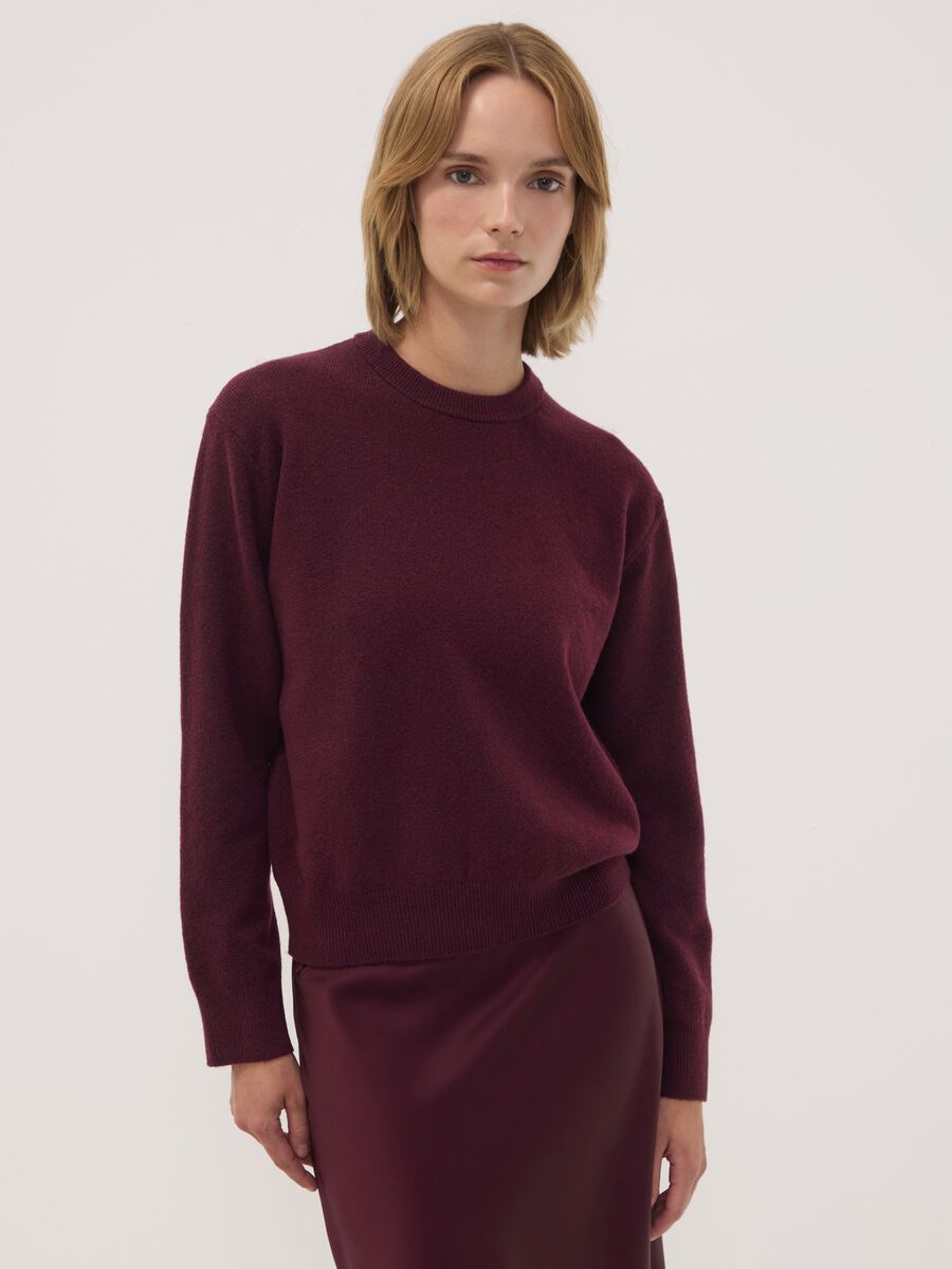 Purple stretch wool crew-neck jumper_0