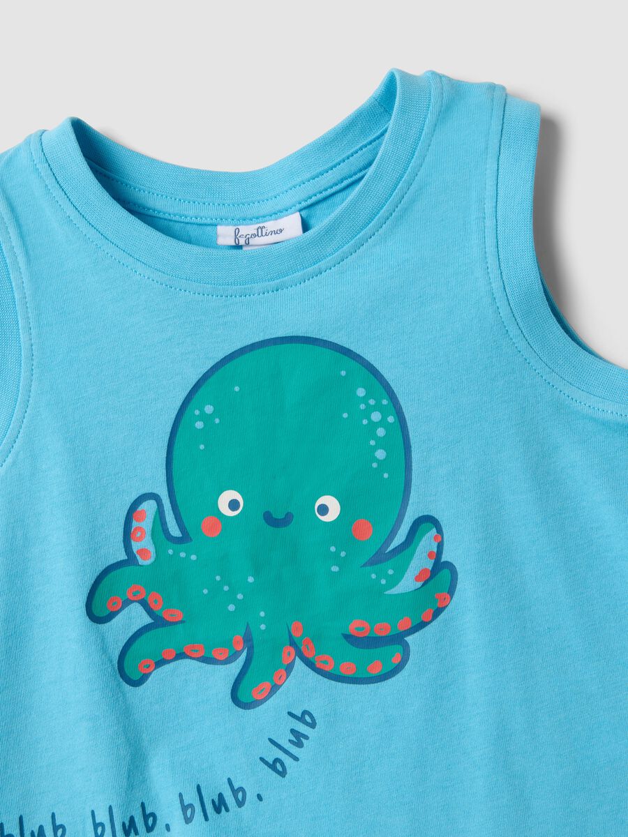 Bipack di tank top azzurro in puro cotone_2