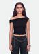 Black asymmetric one-shoulder slim-fit stretch viscose top_1