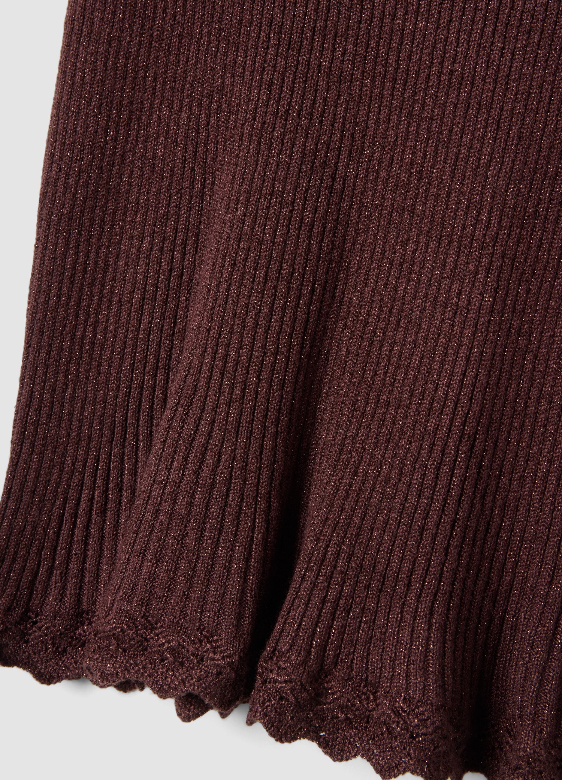 Brown fitted viscose-blend top