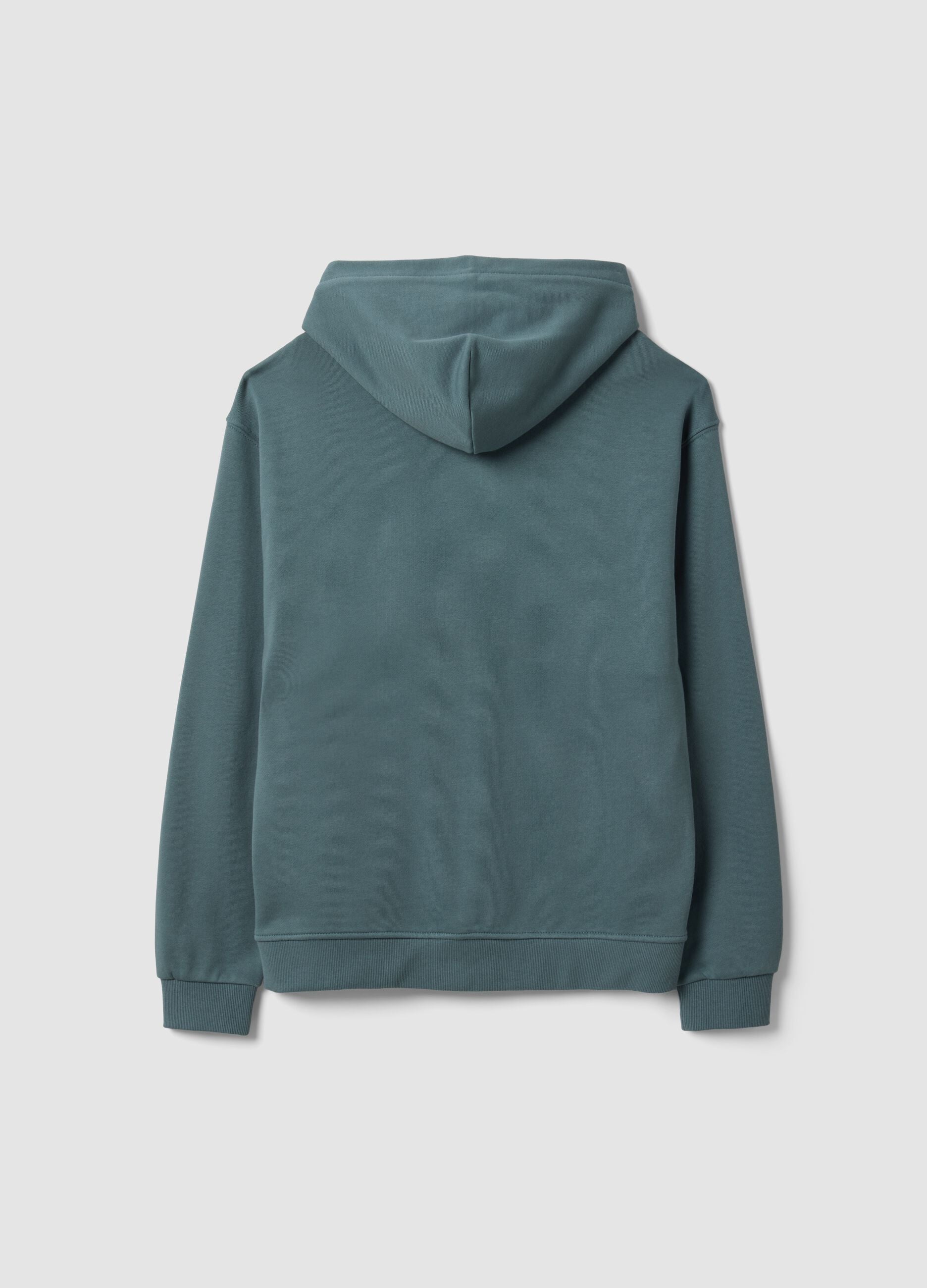 Green organic cotton zip-up hoodie for boys, relaxed fit