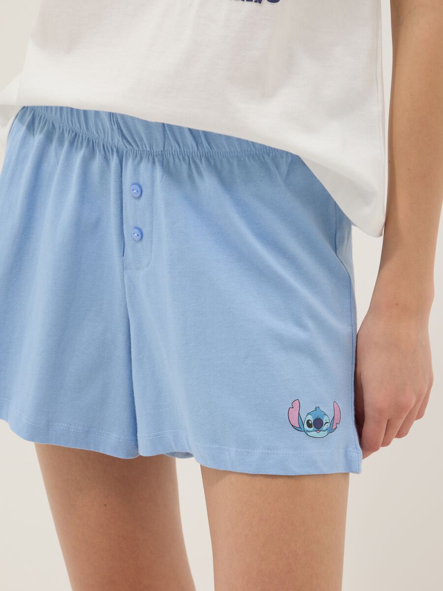 White and light blue short pure cotton pyjamas with Stitch print_5