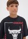 Black pure cotton T-shirt with Chicago Bulls print for boys_1