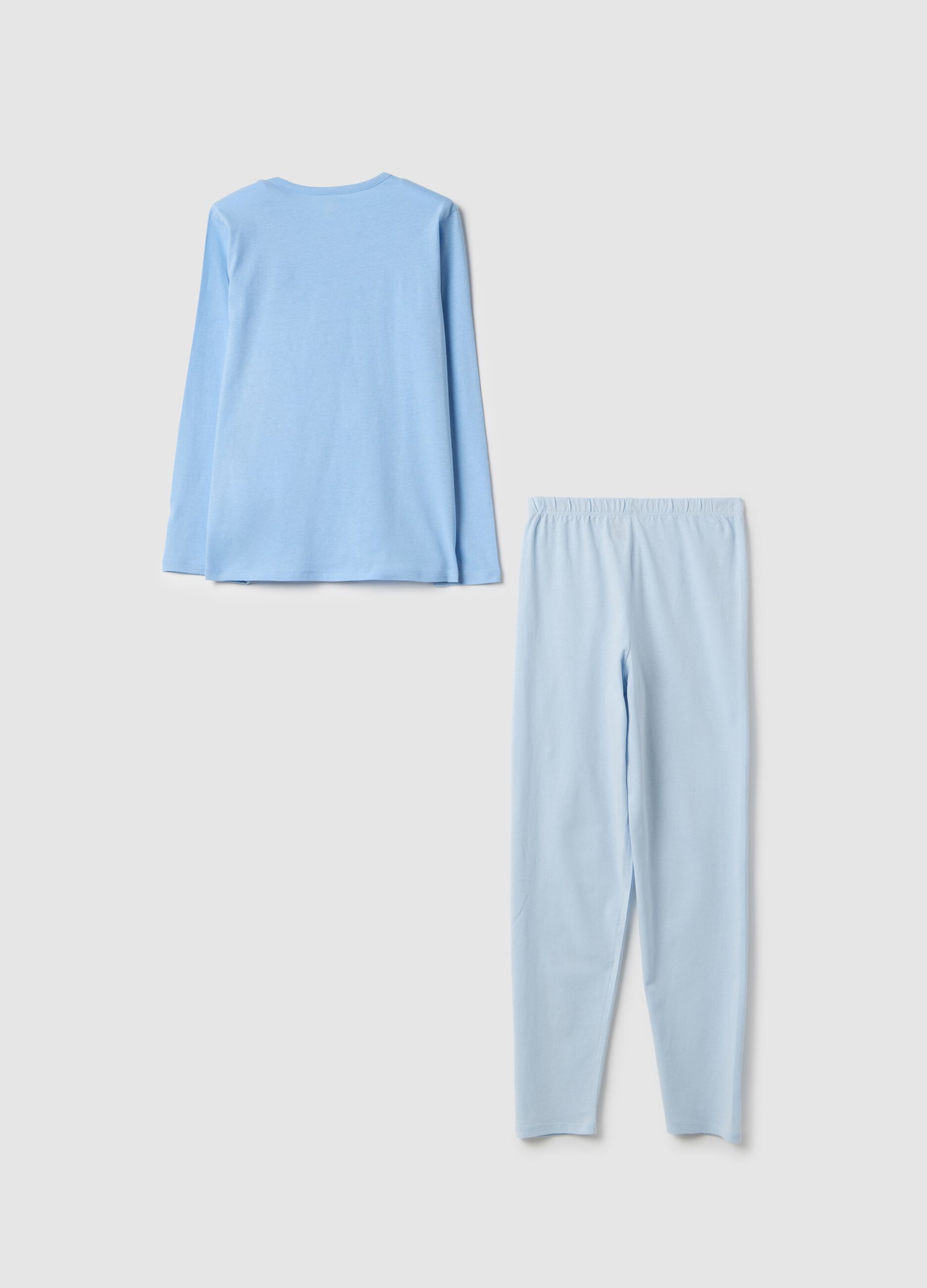 Sky blue regular fit organic cotton pyjamas for girls