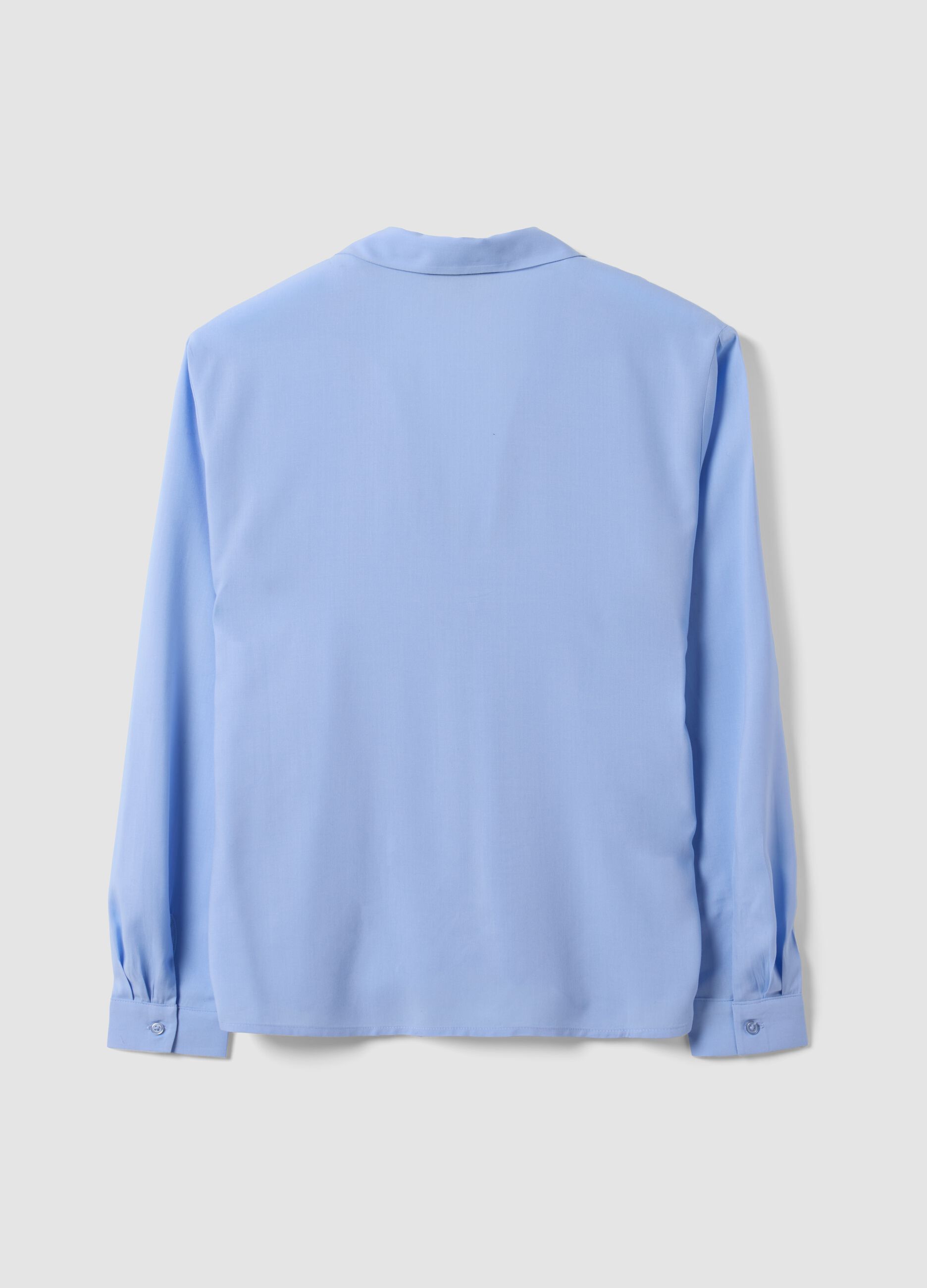 Light blue pure viscose shirt with classic collar, regular fit