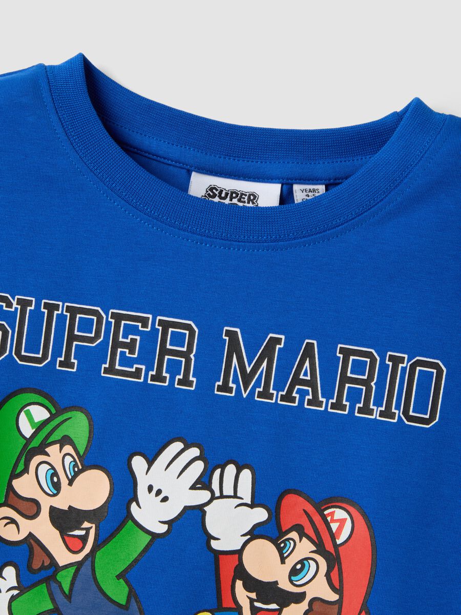 T-shirt blu a maniche corte in cotone elasticizzato regular fit_3