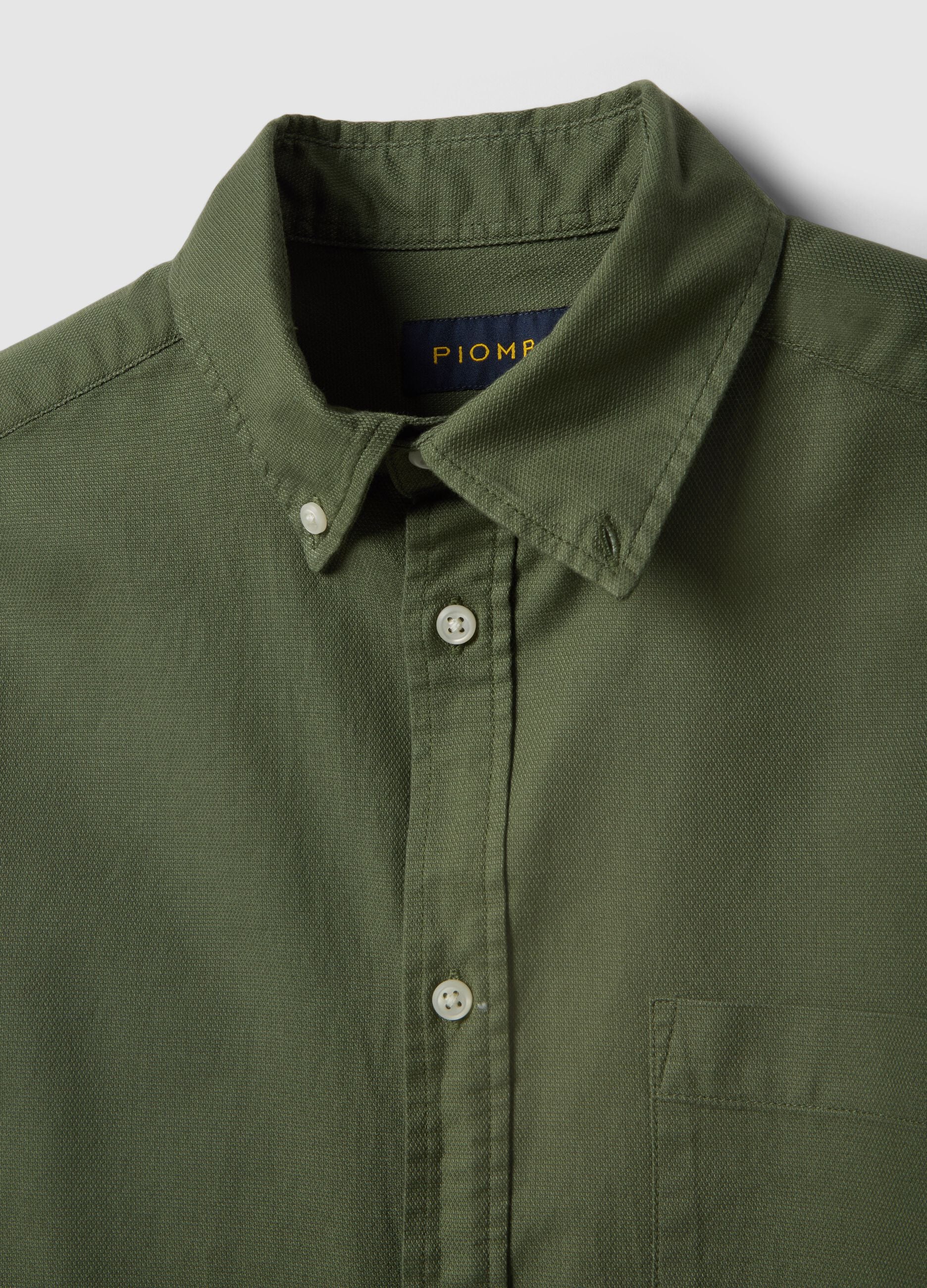 Green pure cotton regular fit shirt