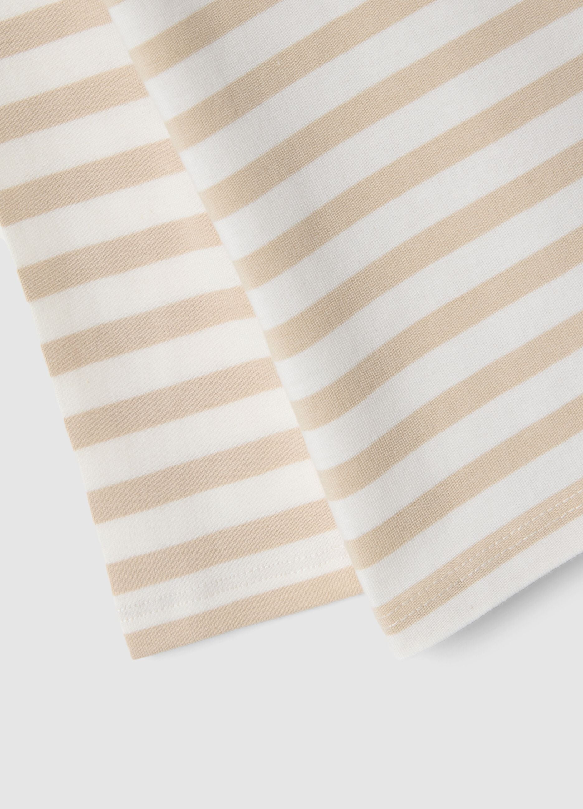 Multicolour striped pure cotton t-shirt for boys with embroidery