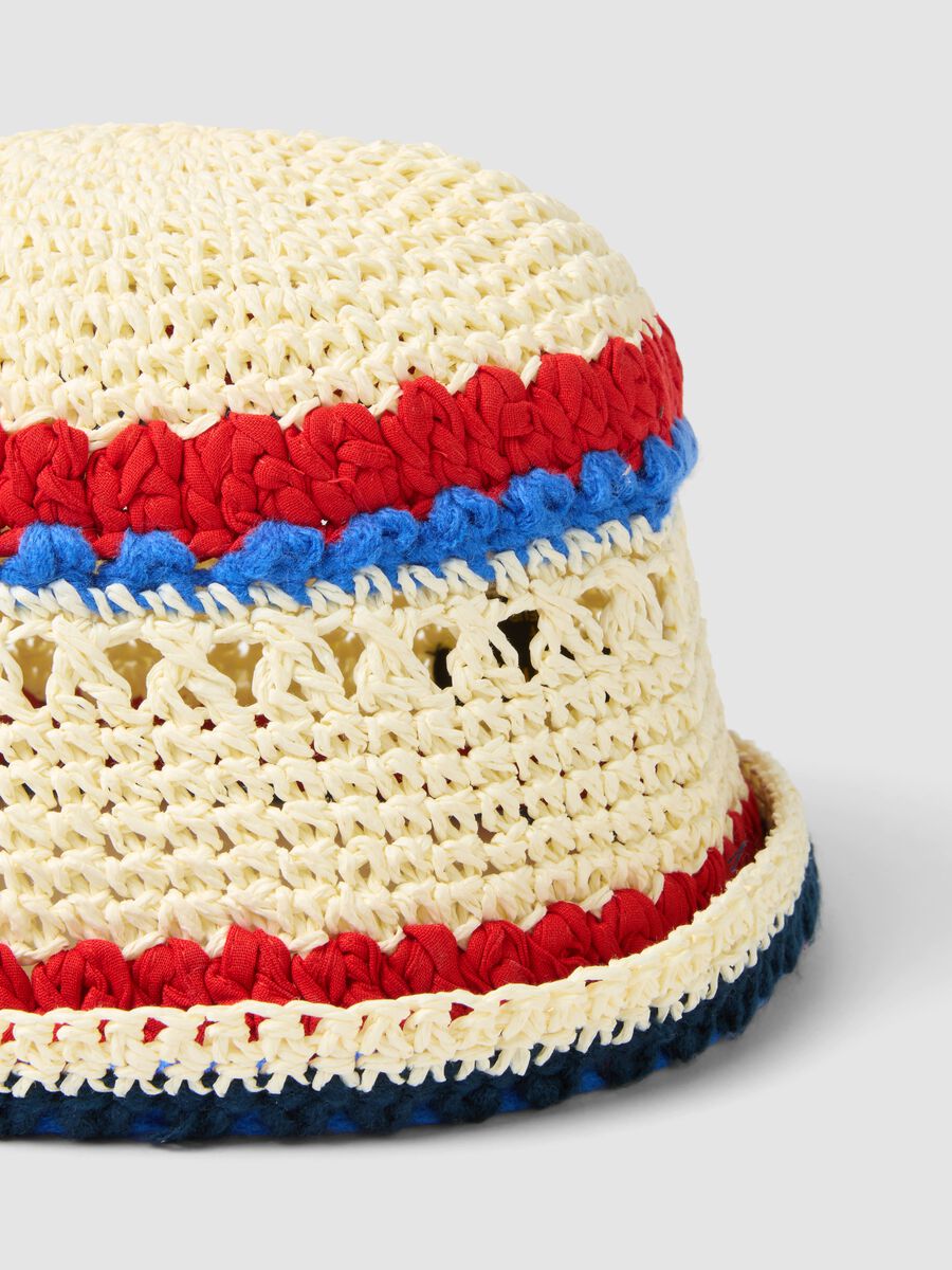 Cappello a secchiello in misto tessuto carta e cotone multicolor_3