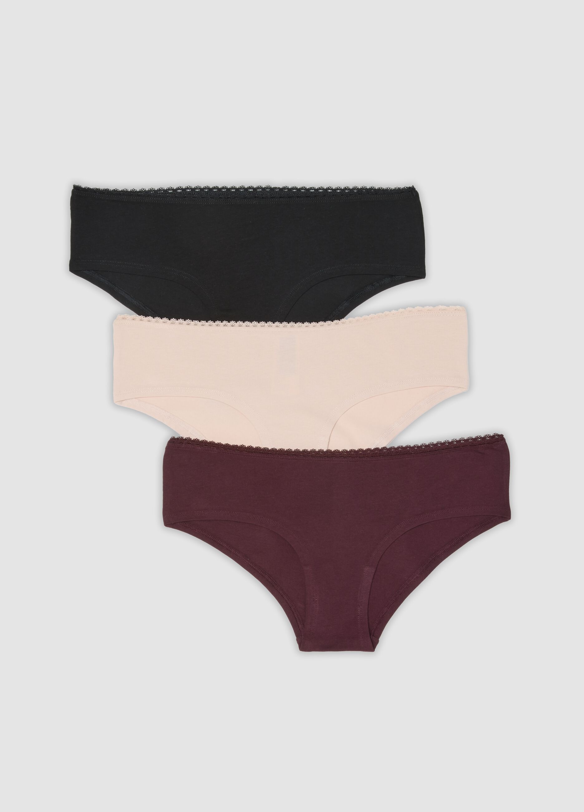 3-pack of multicolour organic stretch cotton hipster briefs