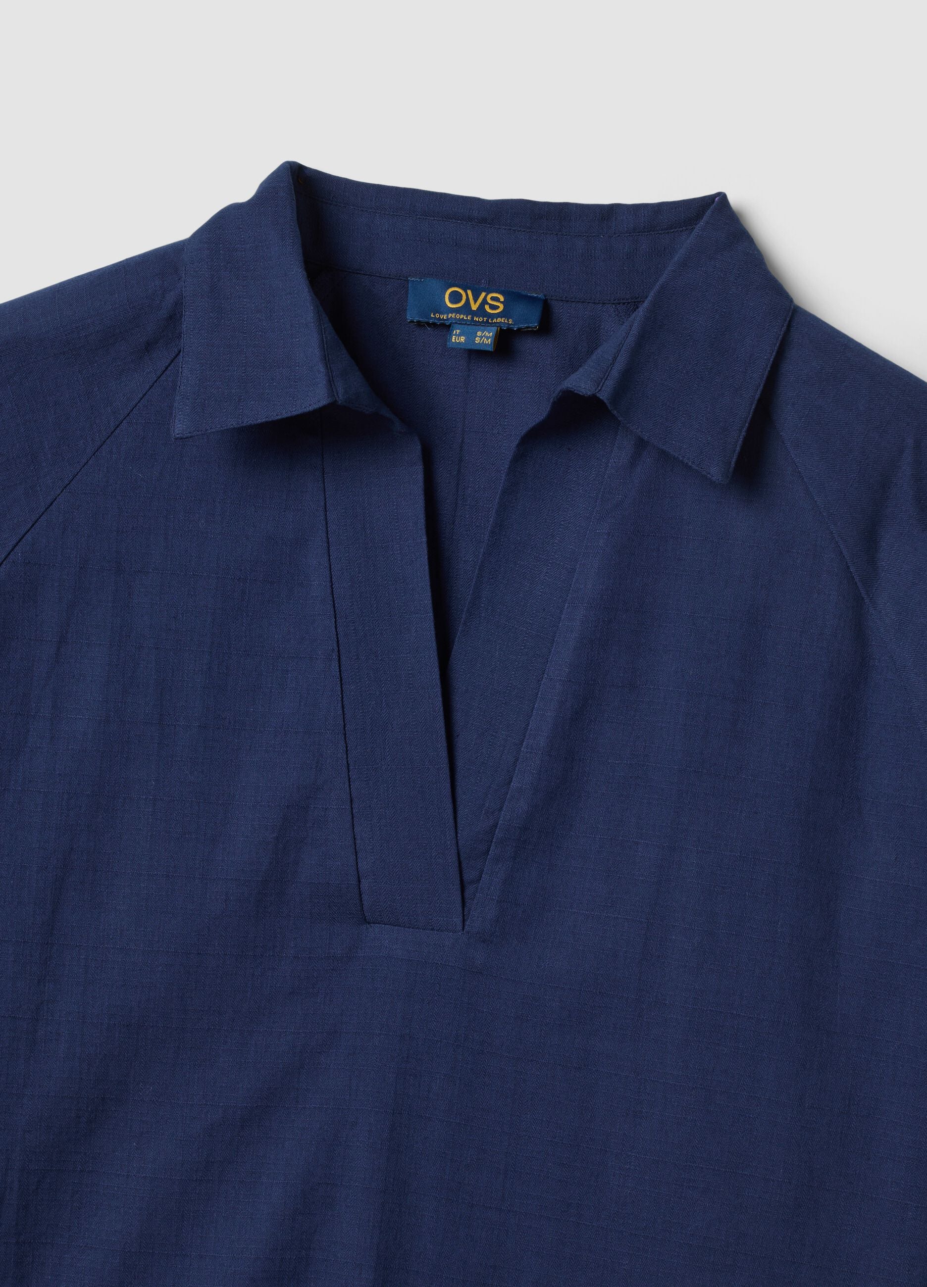 Blue pure cotton V-neck top