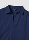 Blue pure cotton V-neck top_5