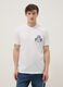 White pure cotton T-shirt with chest print, regular fit_0