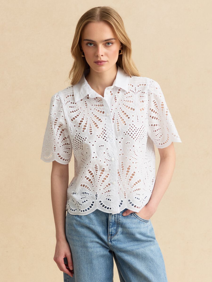 White pure cotton broderie anglaise shirt_1