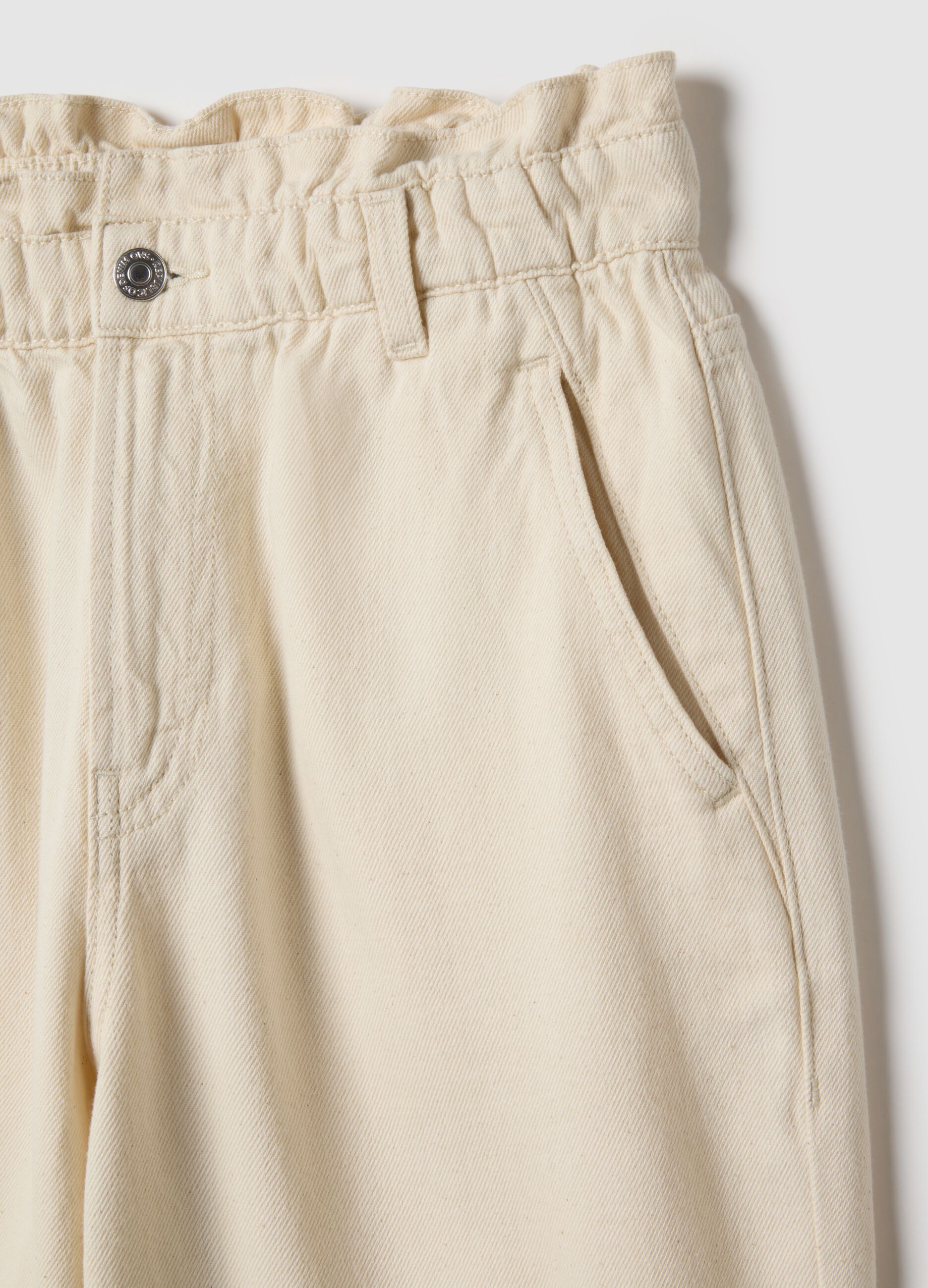 Beige pure cotton baggy trousers