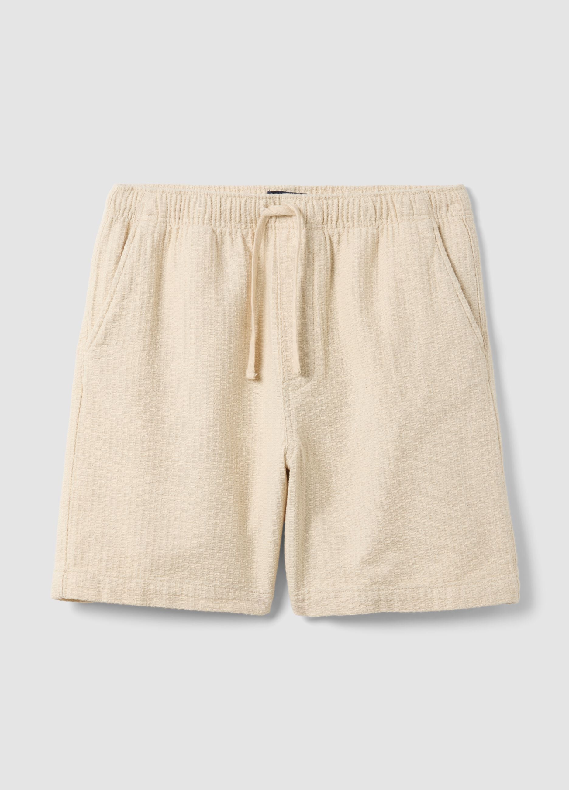 Beige pure cotton Bermuda shorts