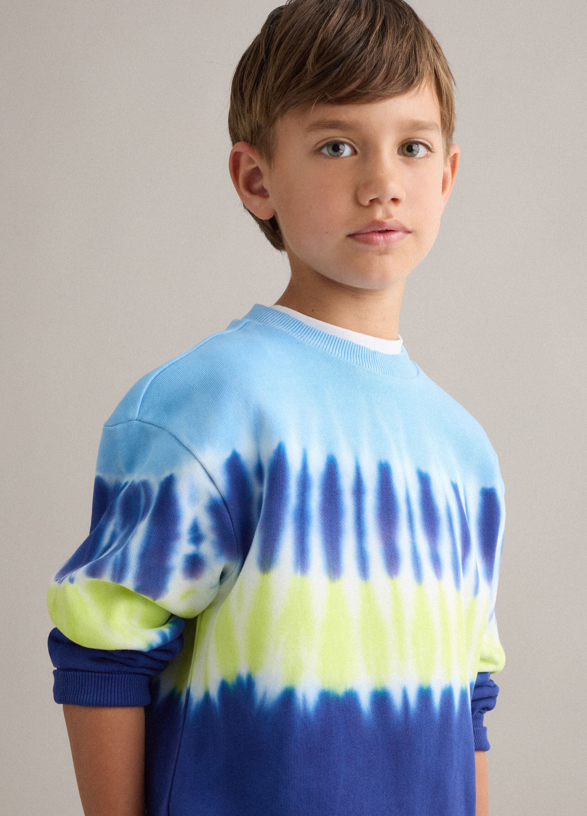 Kids' Regular Fit Multicolour Tie-Dye Pure Cotton Sweatshirt